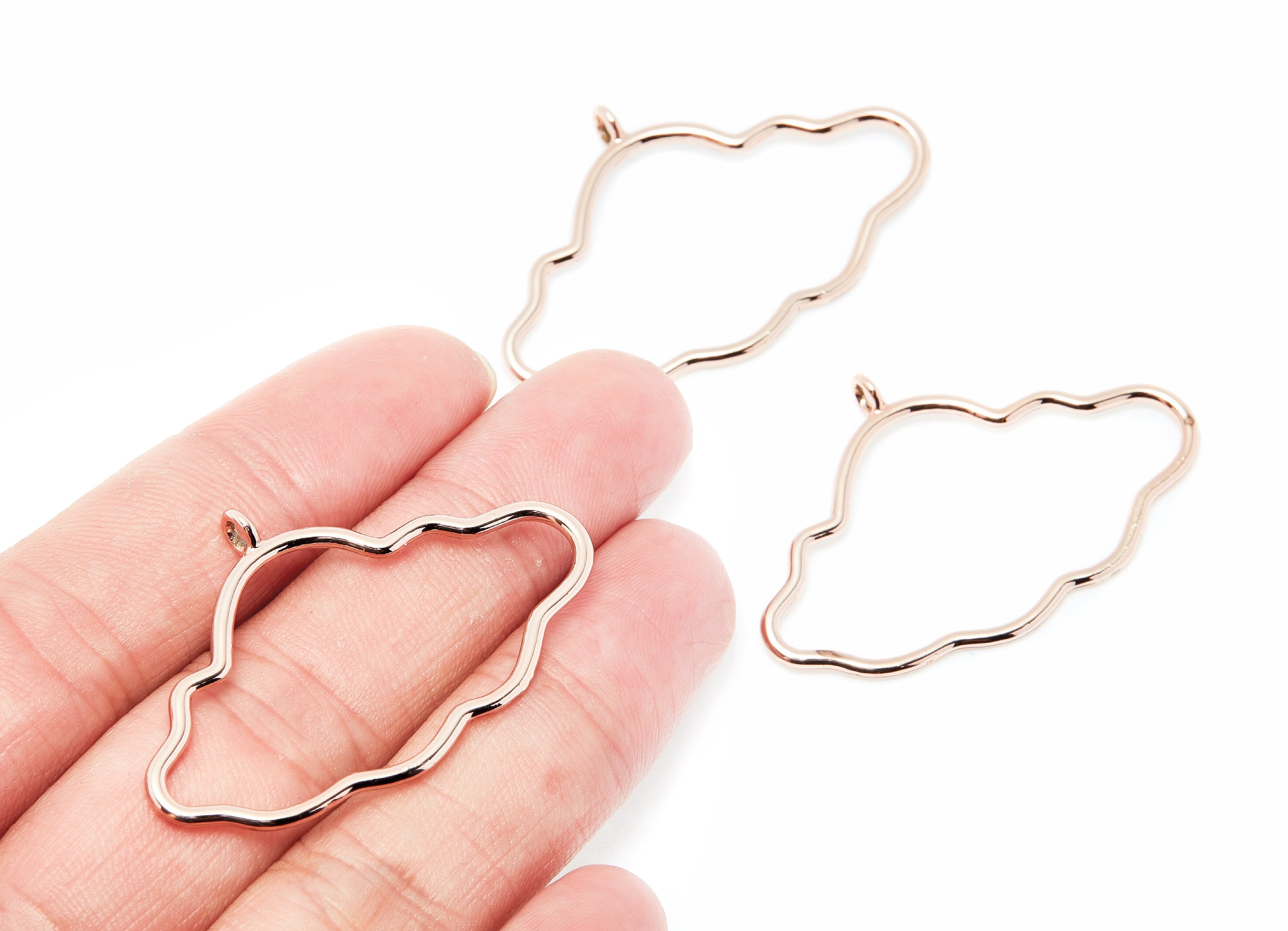 Big Cloud Shaped Charms- Zinc Alloy Earring Finding - Rose Tone - Alloy Pendant for Necklace - 45.94x30.1x1.96mm - ZZ1282R - DOMEDBAZAAR