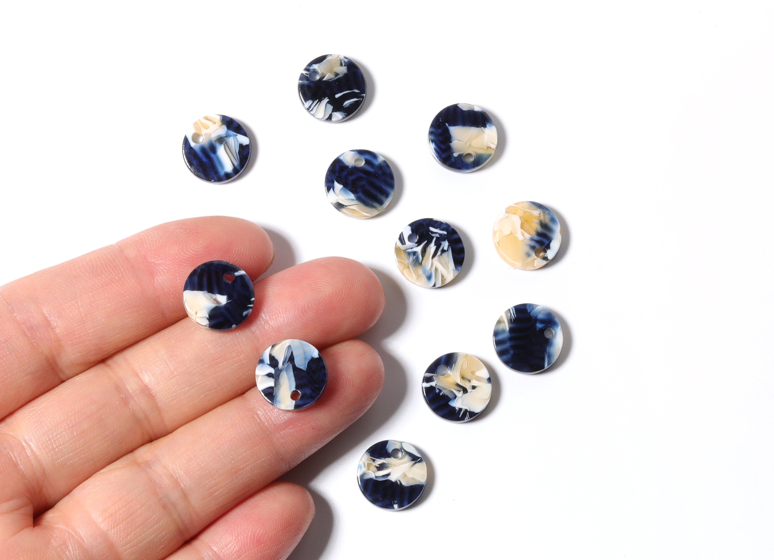 Acetate Round Earring Charms - Circle Shaped Pendant - Earring Findings - Jewelry Supplies - Color Code: A27 - 11.81x11.81x2.58mm - AC1161C - DOMEDBAZAAR