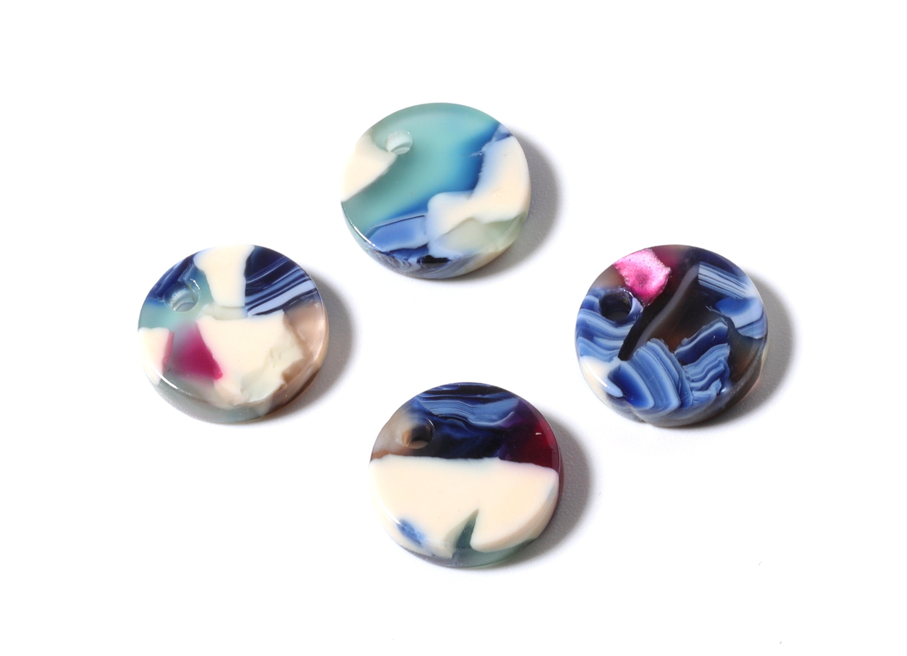 Acetate Round Earring Charms - Circle Shaped Pendant - Earring Findings - Jewelry Supplies - Color Code: A19 - 11.81x11.81x2.58mm - AC1161D - DOMEDBAZAAR