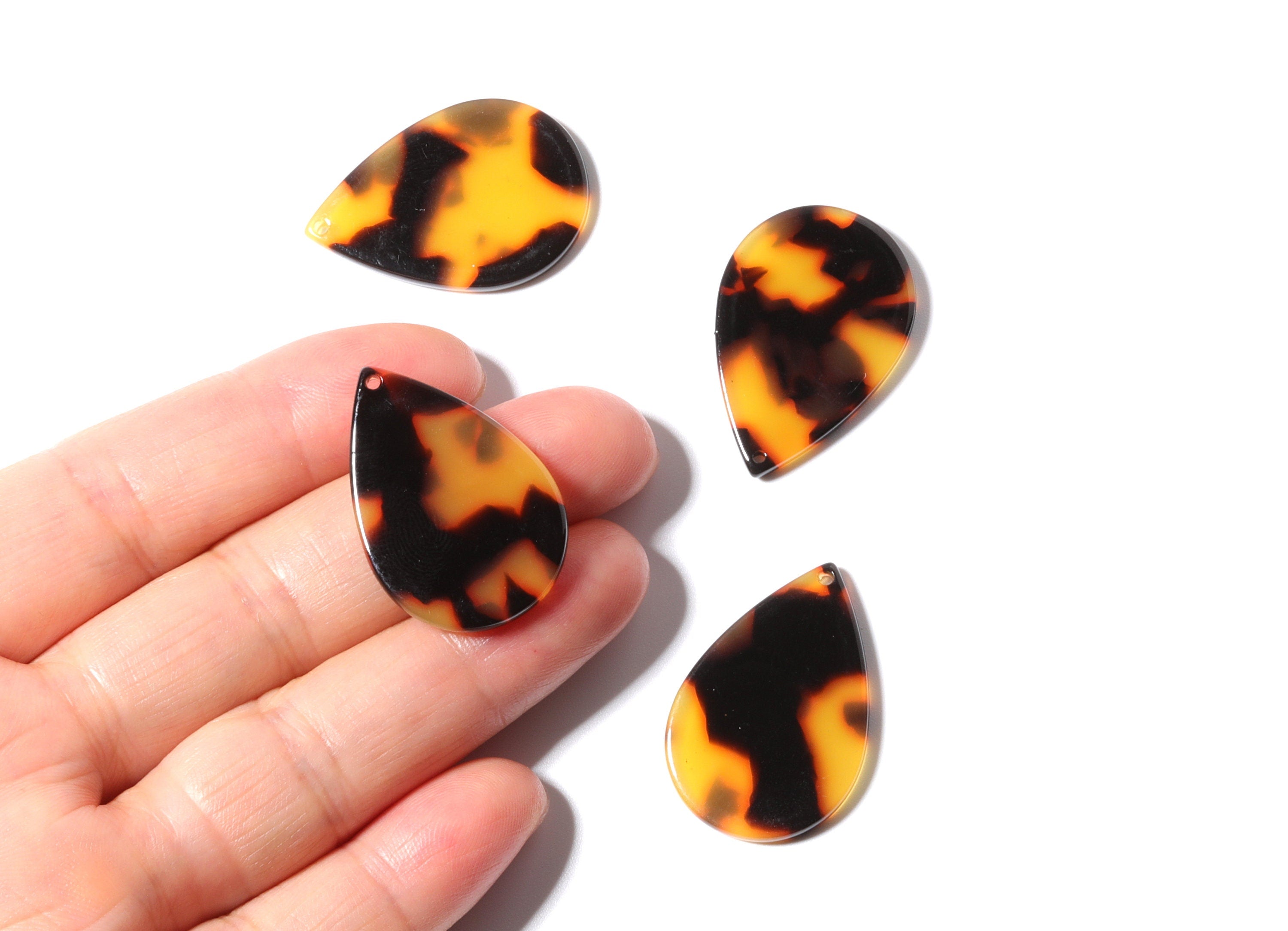 Acetate Drop Charms - Tortoise Shell Earrings - Drop Pendant - Jewelry Making Supplies - Color Code: A01 - 30.5x21x2.6mm - AC1127D - DOMEDBAZAAR
