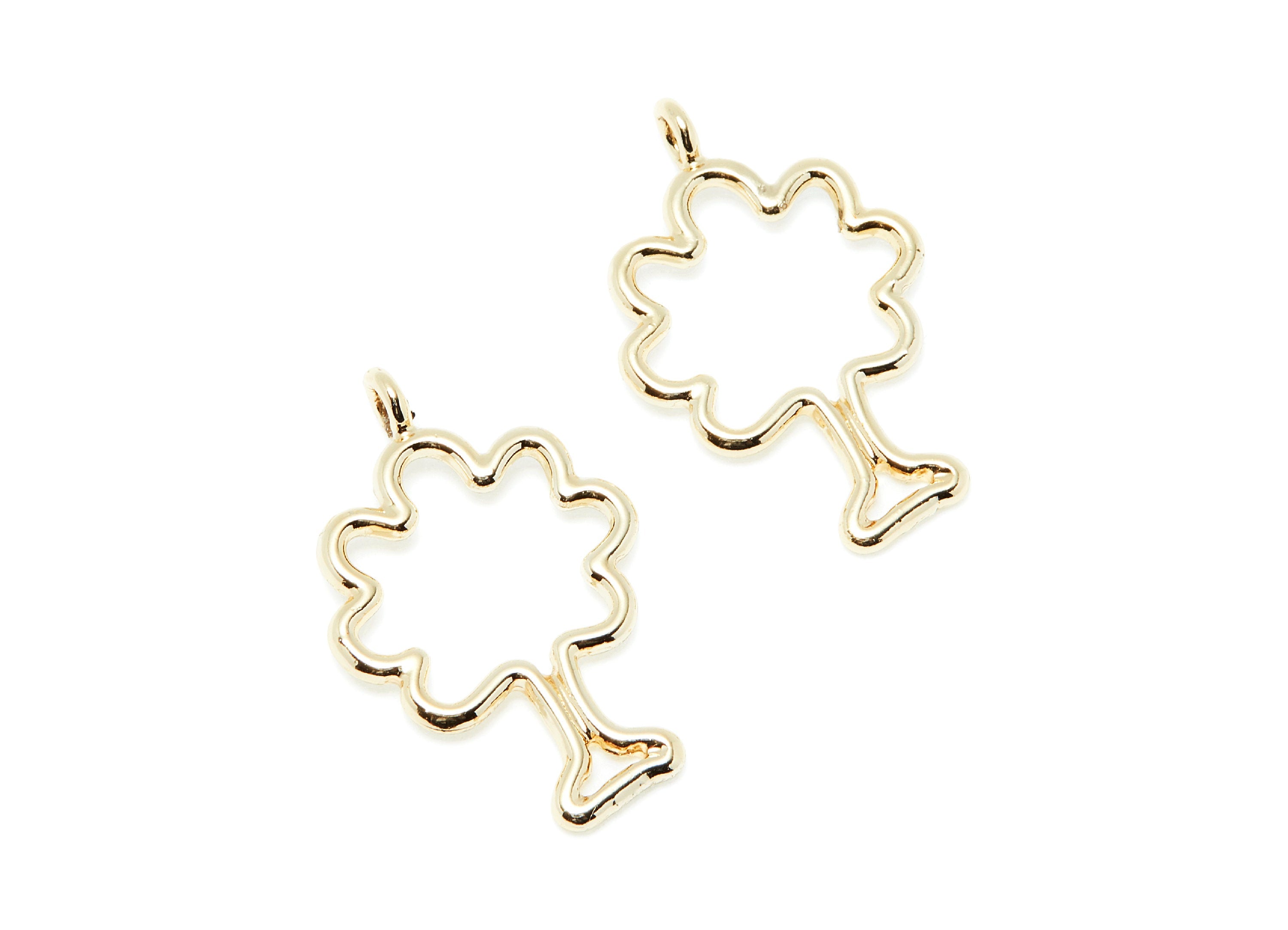 Tree Shaped Charms- Zinc Alloy Earring Finding - Gold Tone - Alloy Pendant for Necklace - 28x18x1.81mm - ZZ1289G - DOMEDBAZAAR