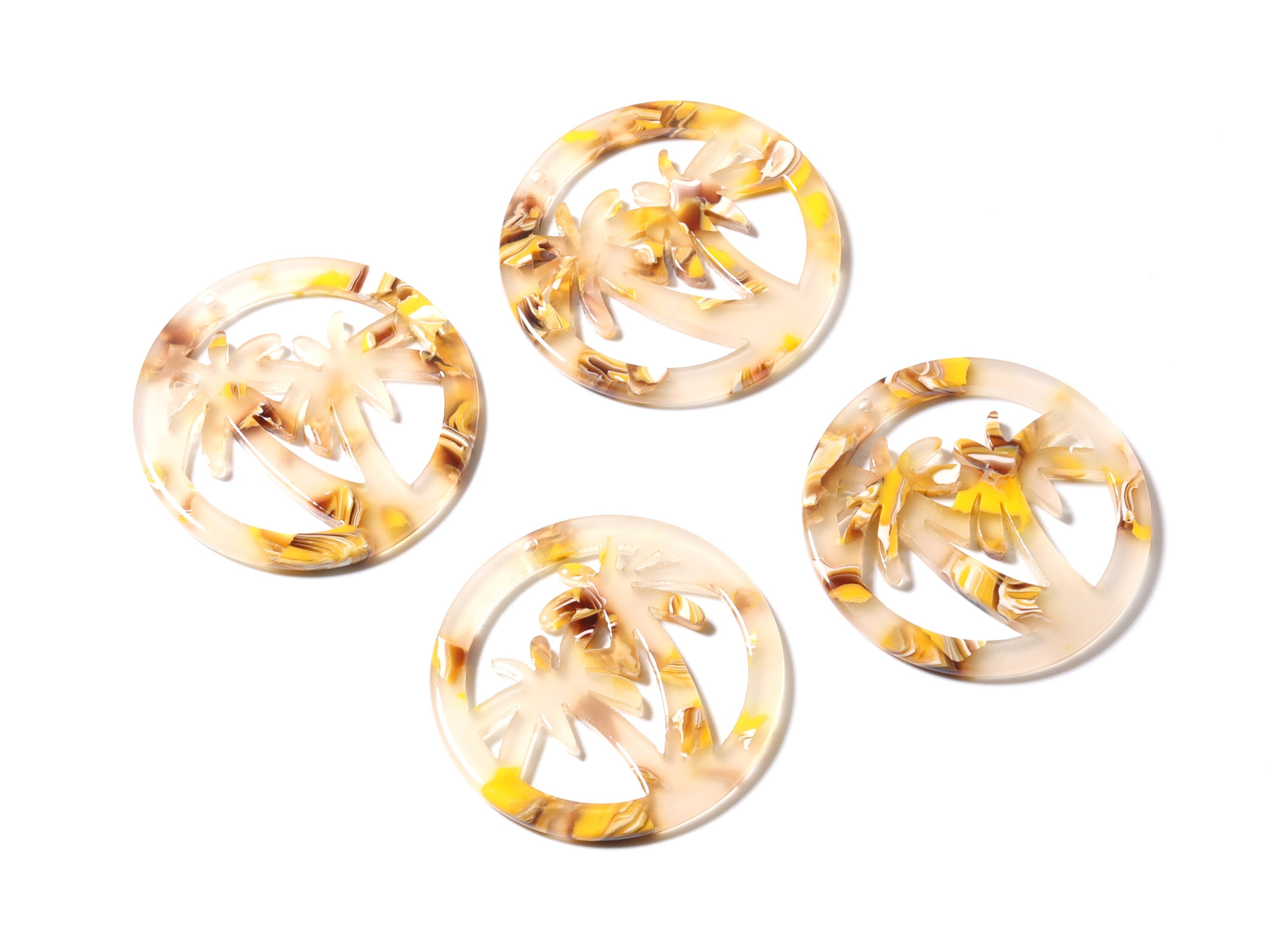 Acetate Palm Tree Earring Charms - Palm Tree Pendant - Earring Findings - Jewelry Supplies - Color Code: A121 - 34.55x34.55x2.49mm - AC1178B - DOMEDBAZAAR