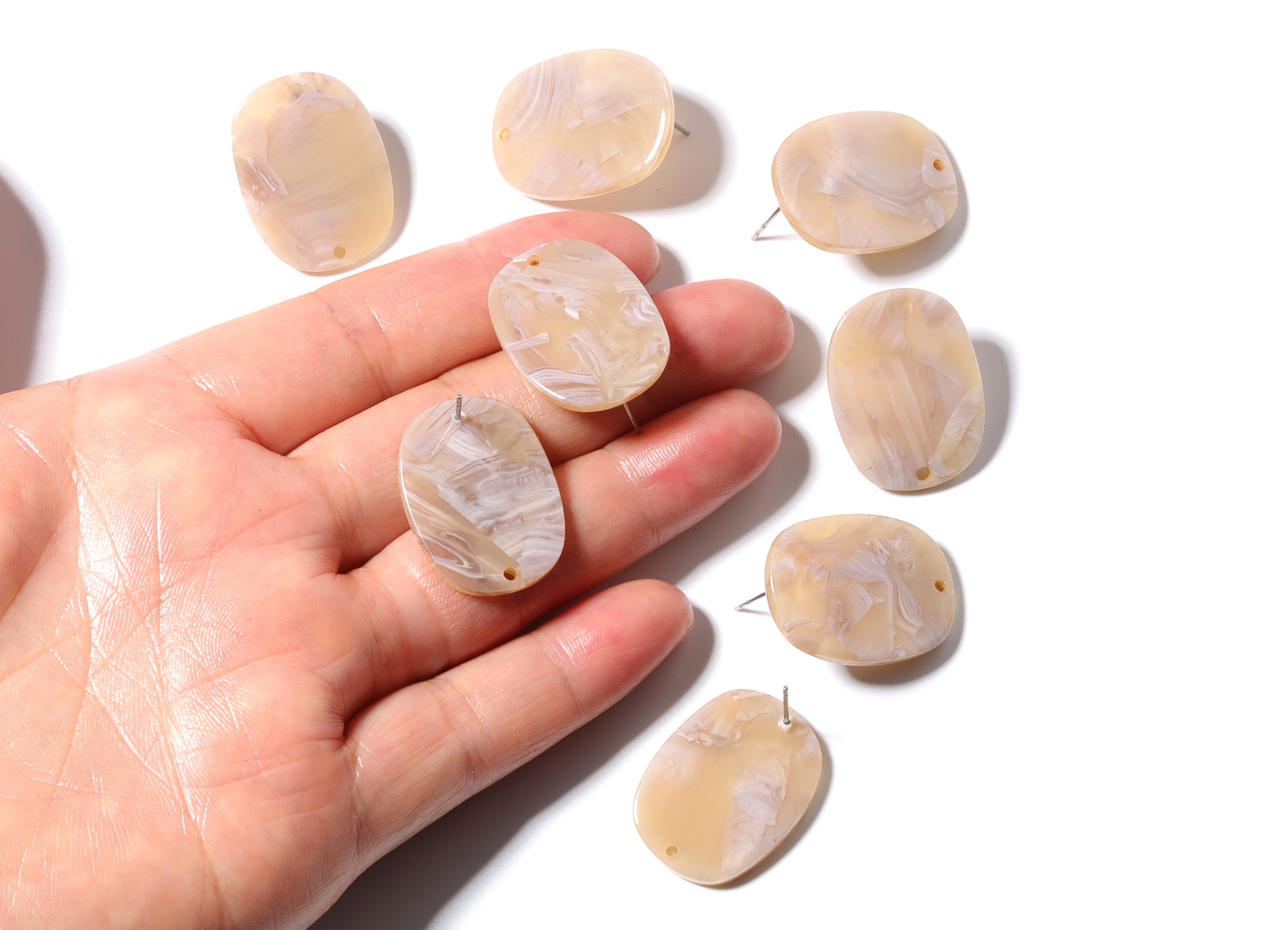 Acetate Oval Post Charms - Earring Stud - Oval Earrings - Earring Findings - Jewelry Supplies - Color Code: A352 - 26x19x2.6mm- AC1002B - DOMEDBAZAAR