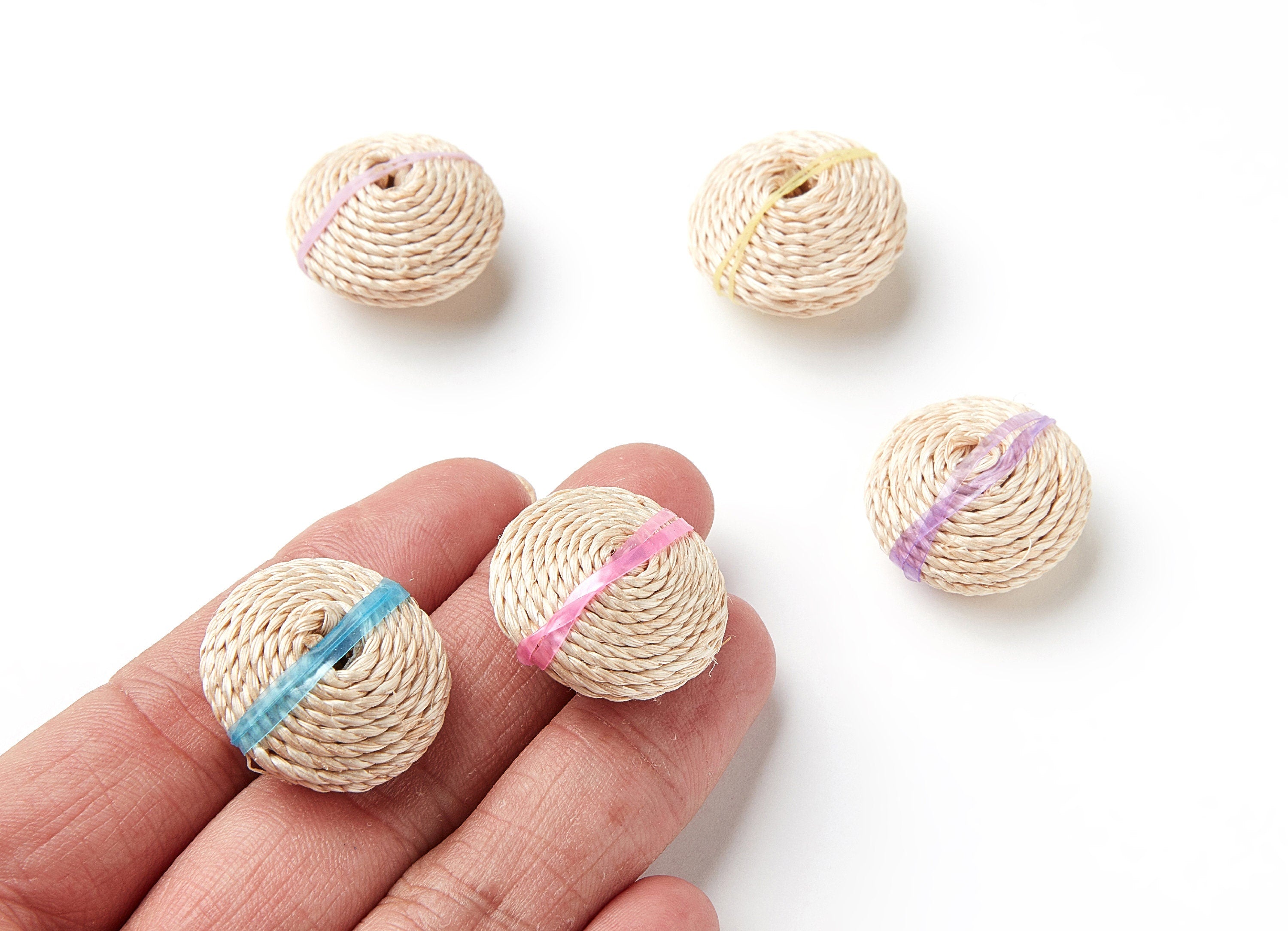 Handwoven Paper Rope Earrings - Space Ship Shaped Paper Rope Pendant - Wooden Straw Earring - Jewellery Handmade - 25x25x16.19mm - RT1077 - DOMEDBAZAAR