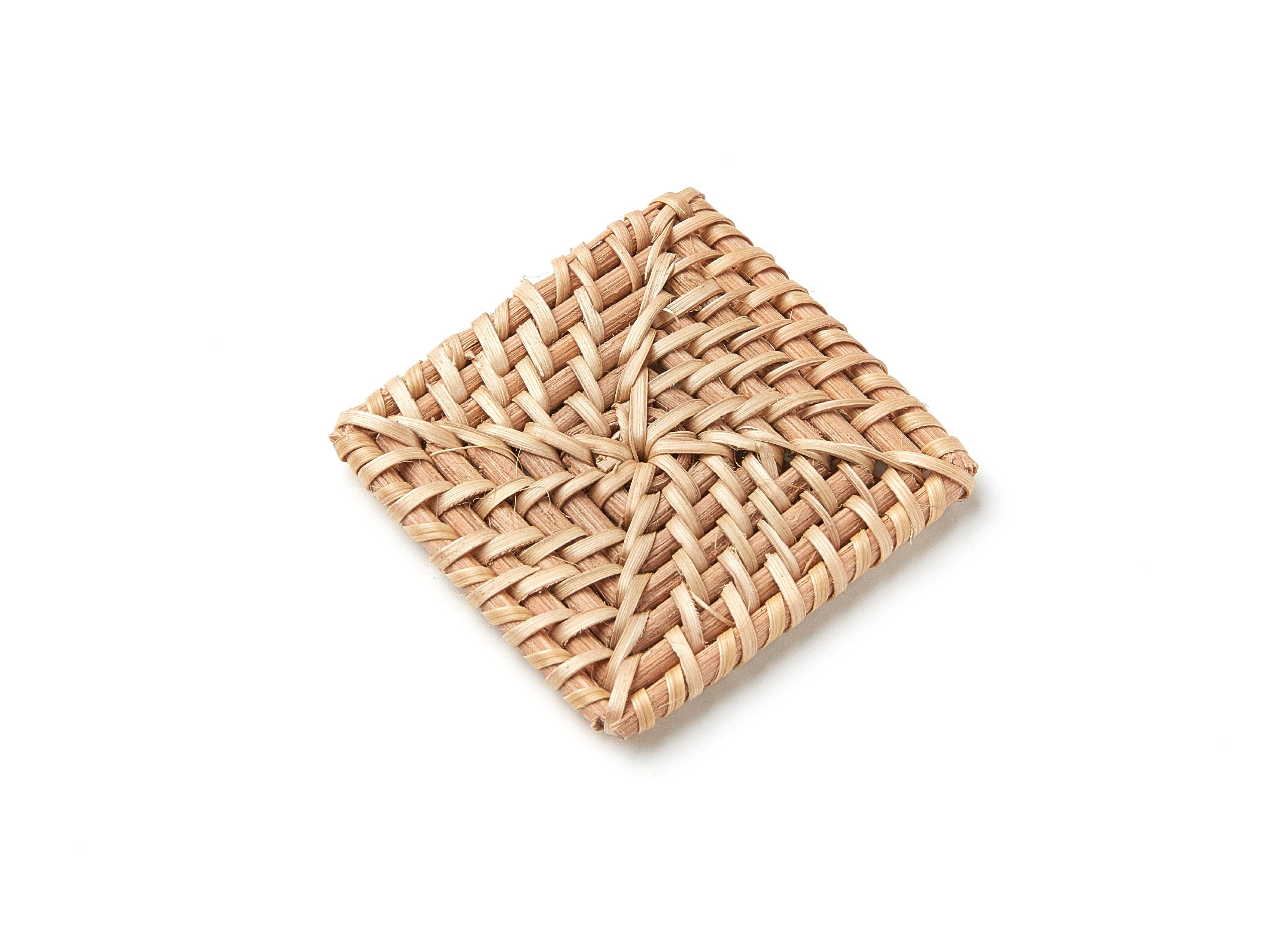 Handwoven Rattan Earrings - Square Shaped Rattan Pendant - Wooden Straw Earring - Jewelery Handmade - 69x51.28x4.7mm - RT1005 - DOMEDBAZAAR