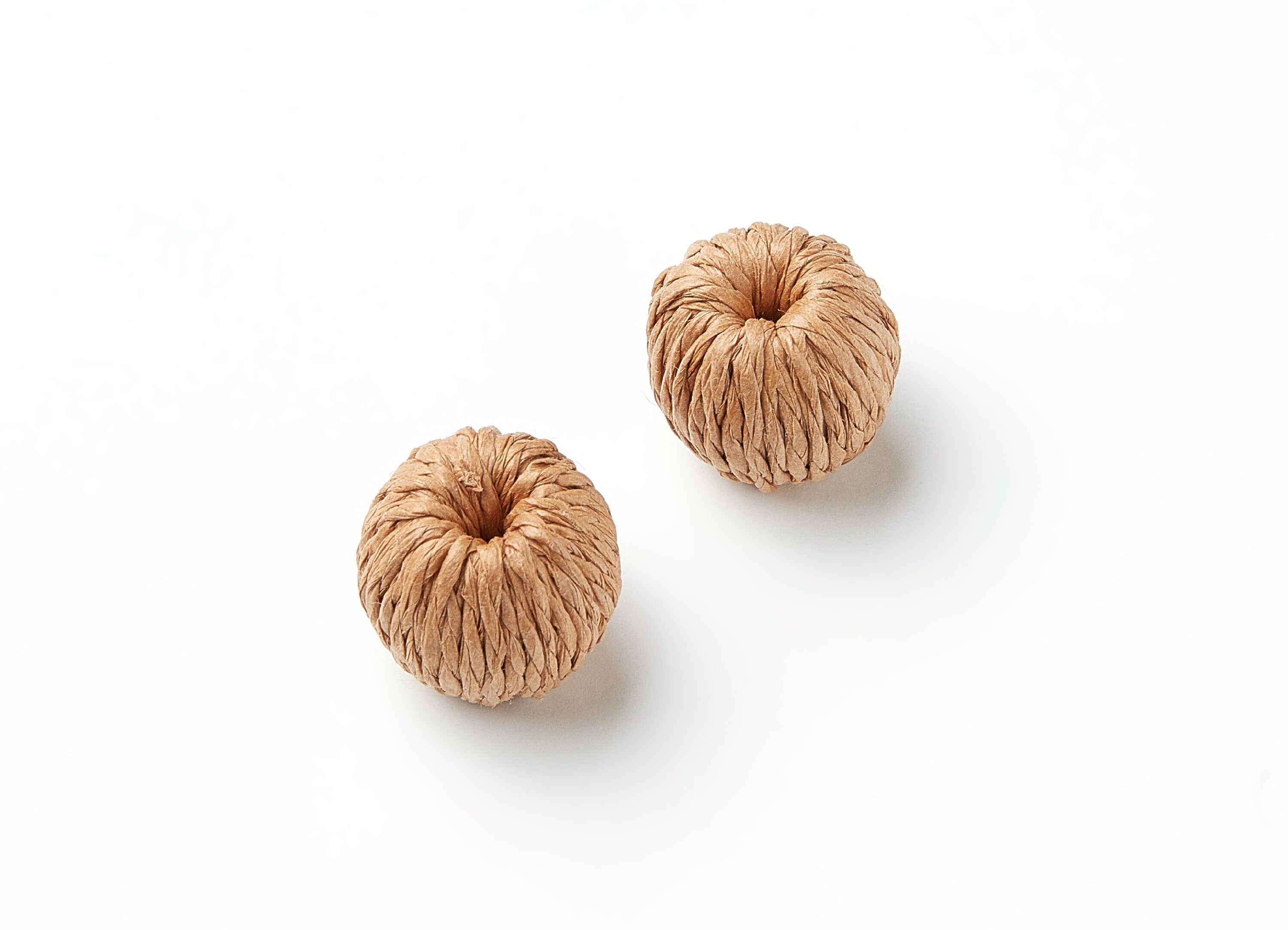 Handwoven Paper Rope Earrings - Ball Shaped Paper Rope Pendant - Wooden Straw Earring - Jewelery Handmade - 19,4x18,2mm - RT1076 - DOMEDBAZAAR