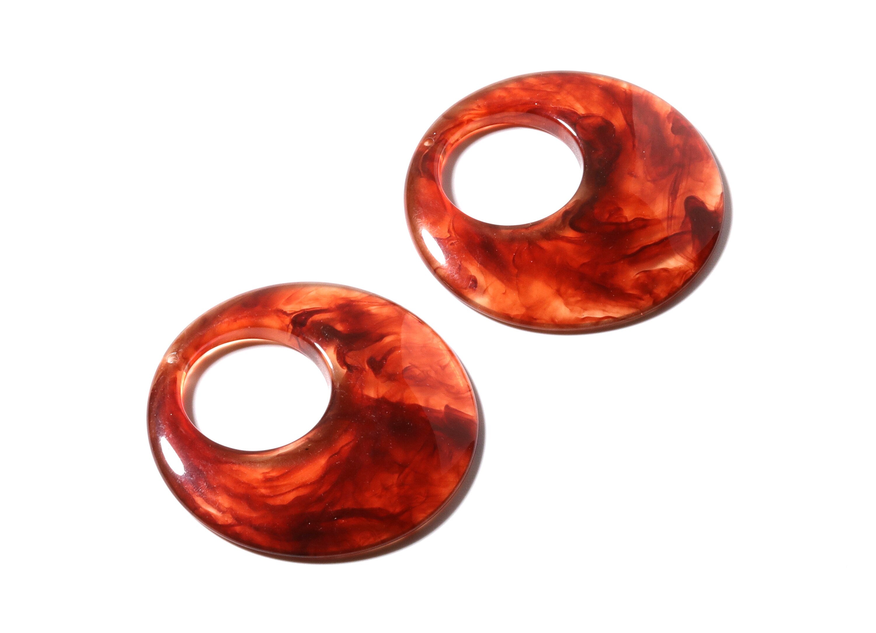 Acrylic Circle Charms - Circle Earrings and Pendant - Earring Findings - Jewelry Supplies - 48x48x5mm - AC1016D - DOMEDBAZAAR