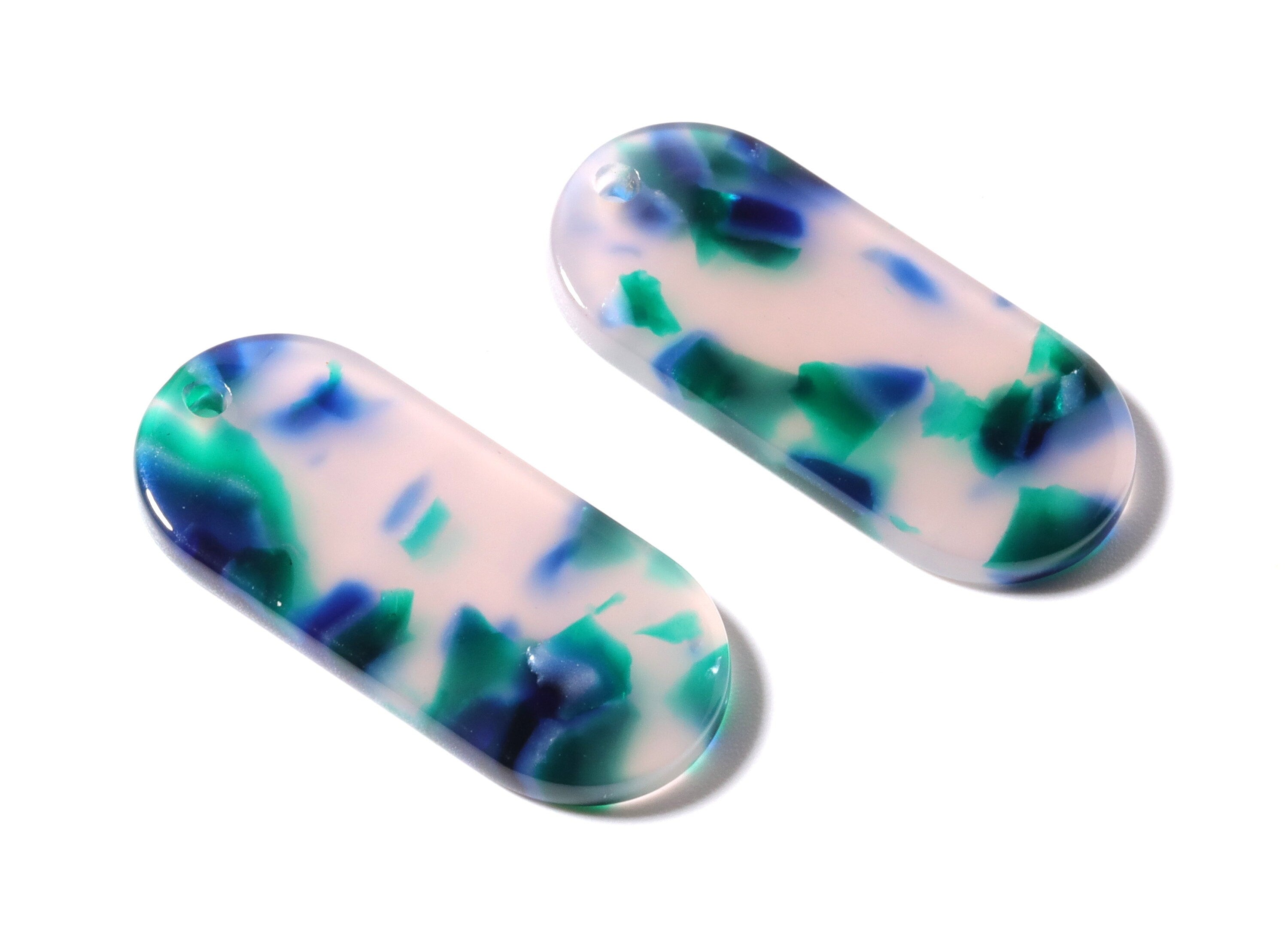 Acetate Oval Earring Charms - Acetate Oval Pendant - Earring Findings - Jewelry Supplies - Color Code: A18 - 30.65x13.76x2.66mm - AC1134K - DOMEDBAZAAR