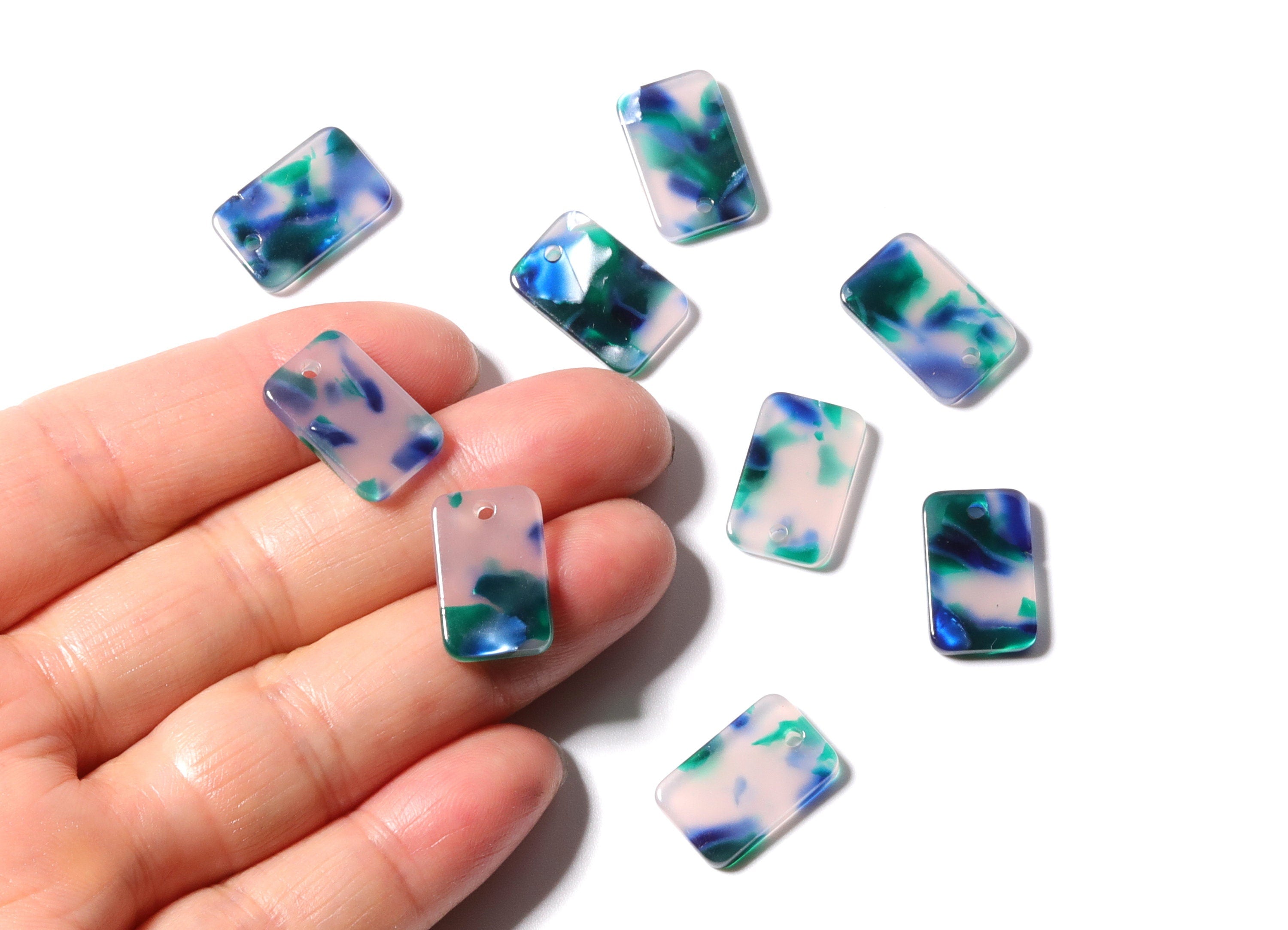 Acetate Rectangle Earring Charms - Rectangle Pendant - Earring Findings - Jewelry Supplies - Color Code: A18 - 16.9x10.9x2.7mm - AC1143C - DOMEDBAZAAR