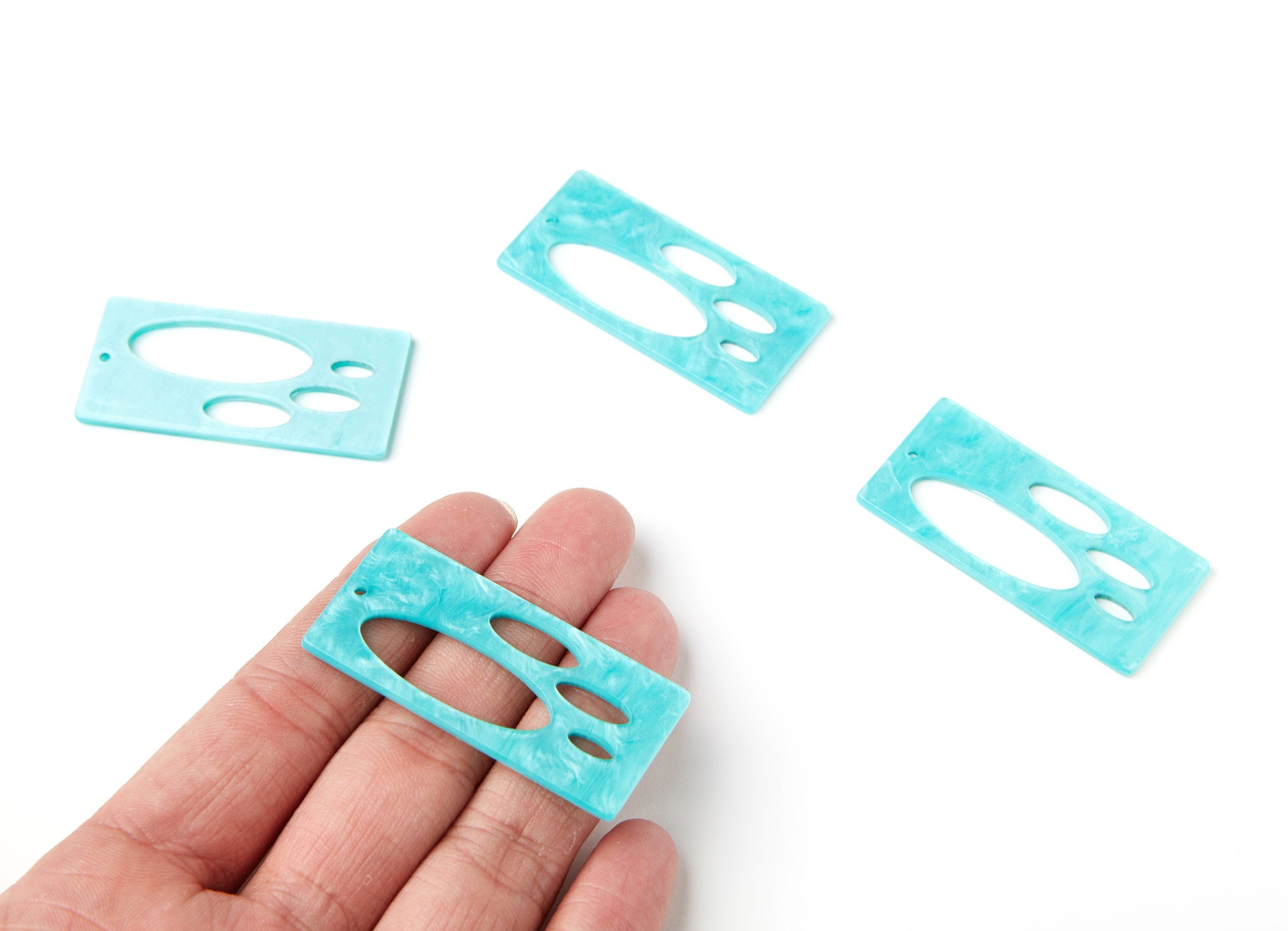 Acrylic Rectangle Earring Charms - Big Rectangle Shaped - Earring Findings - Jewelry Supplies - 51.43x24.58x2.56mm - AC1243B - DOMEDBAZAAR