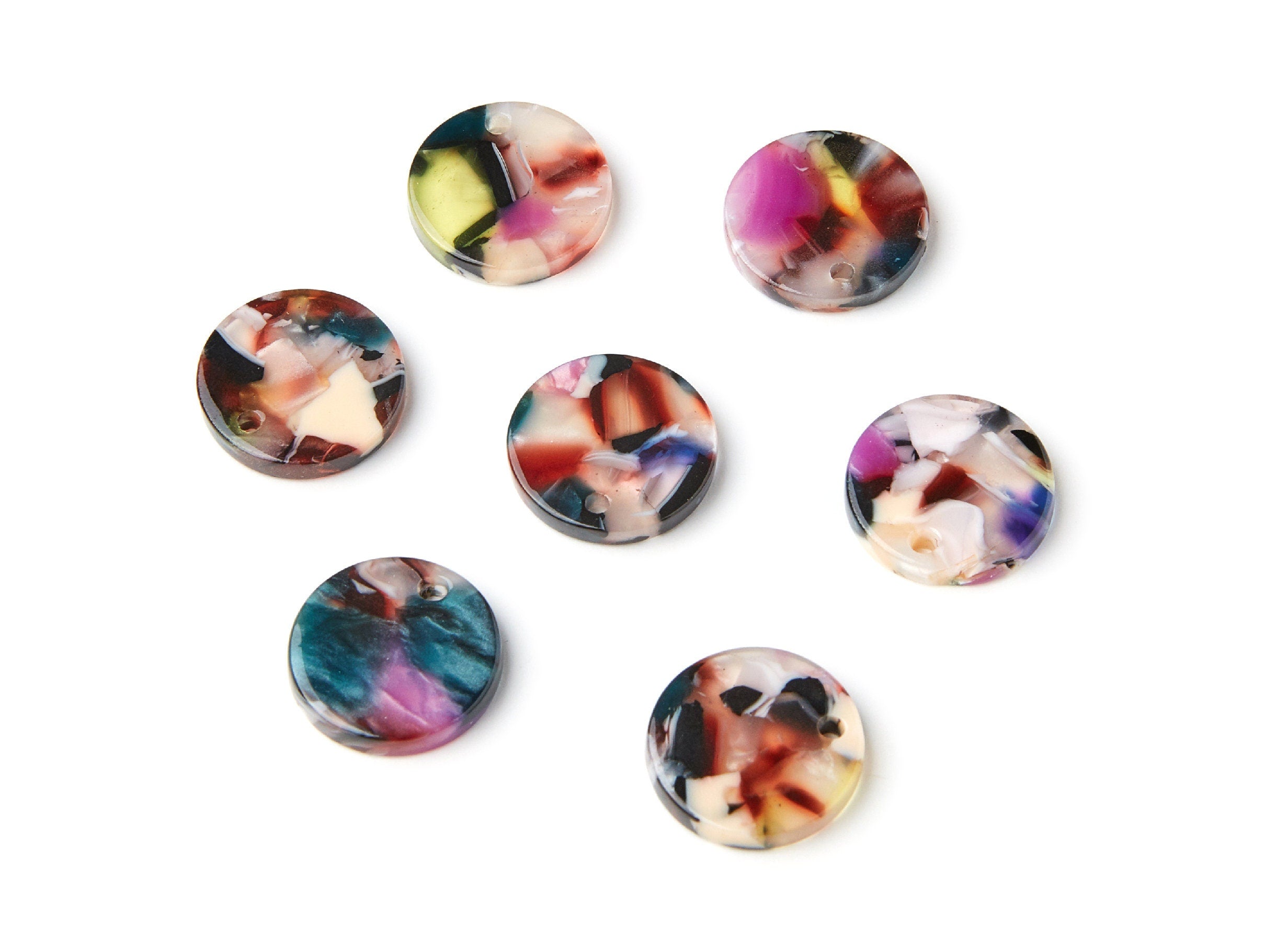 Acetate Coin & Round Charms - Coin and Round Earrings and Pendant - Earring Findings - Color Code: A11 - 15,3x15,3x2,78mm - AC1064U - DOMEDBAZAAR