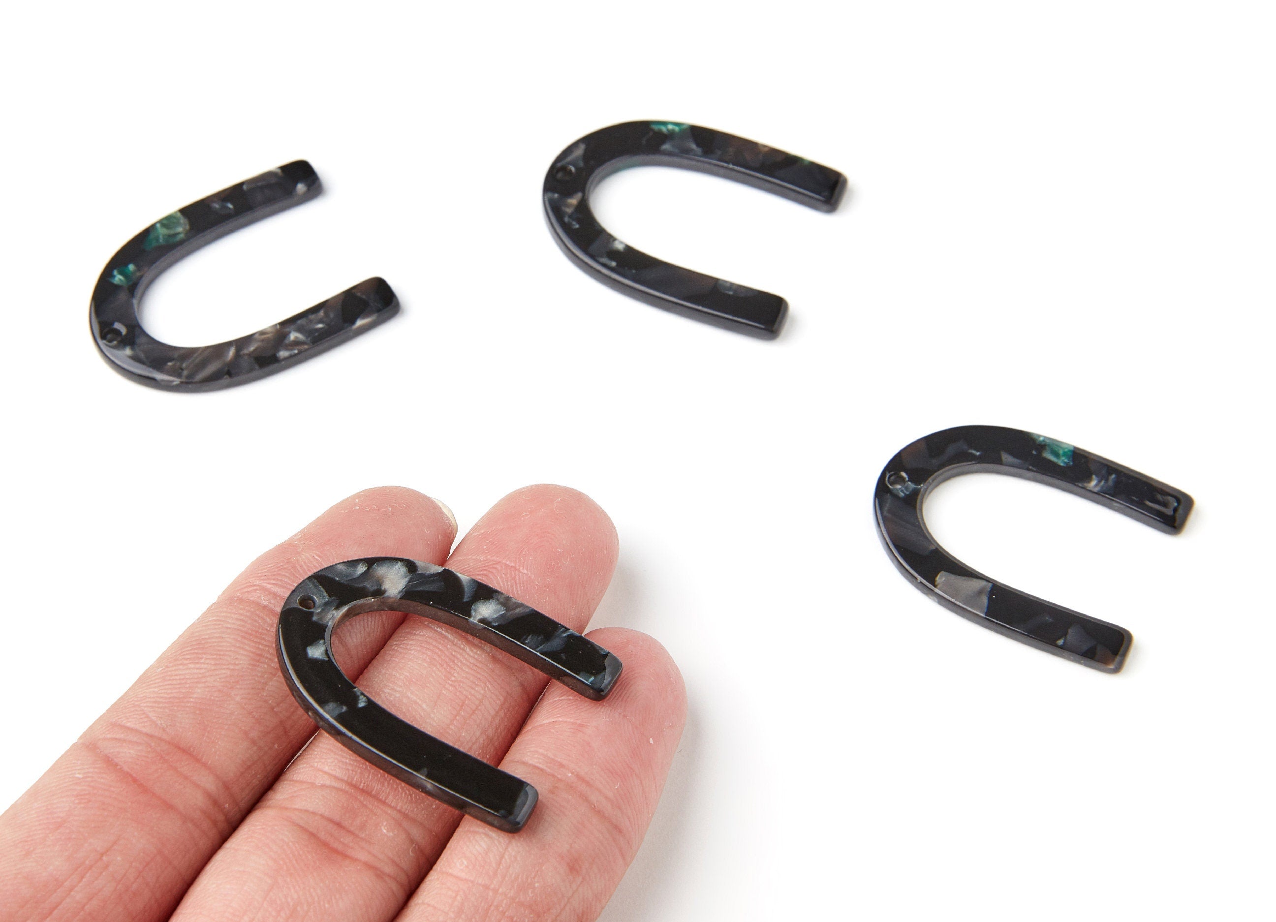 Acetate U Charm - U Earring and Pendant - Earring Findings - Jewelry Supplys - Color Code: A49 - 34.61x26.25x2.55mm - AC1114ZB - DOMEDBAZAAR