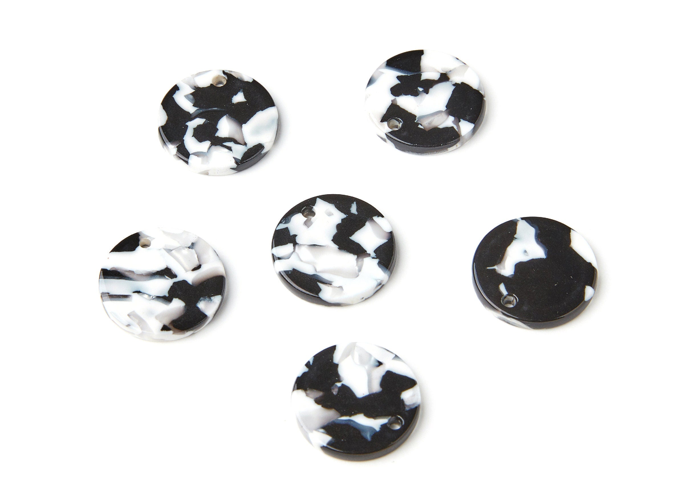 Acrylic Round Earring Charms - Circle Pendant - Pearl Mosaic Charm - Jewelry Supplies - Color Code: A17 - 19,7x19,7x2,7mm - AC1213A - DOMEDBAZAAR