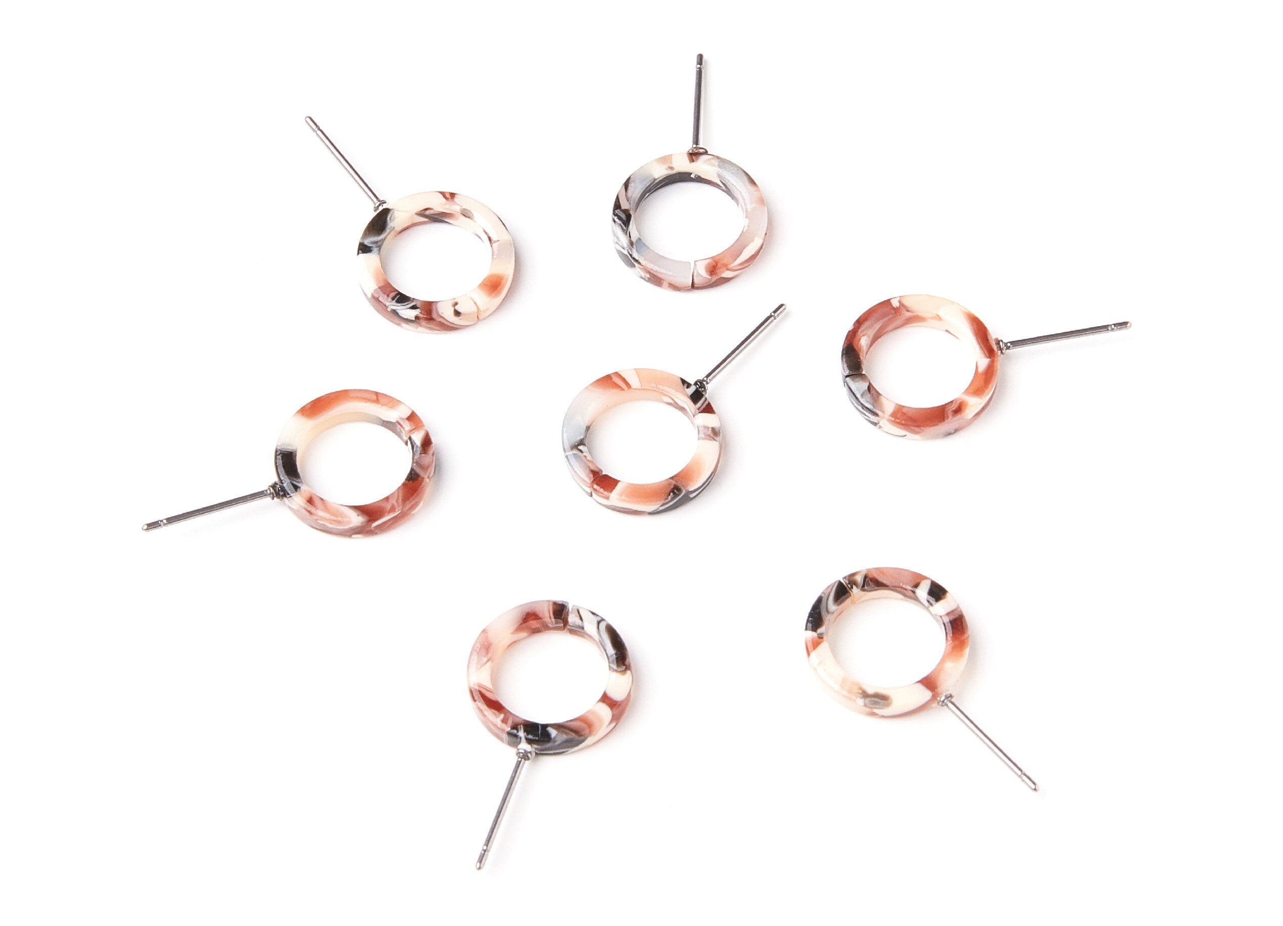 Acetate Circle Earring Stud - Acrylic Circle Earring Post - Earring Post - Jewelry Supplies - Color Code: A51 - 13,53x13,53x2,75mm - AC1224G - DOMEDBAZAAR