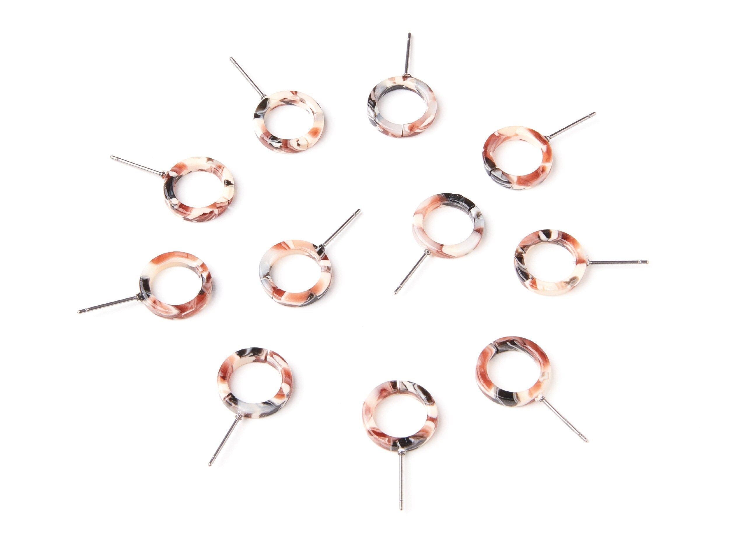 Acetate Circle Earring Stud - Acrylic Circle Earring Post - Earring Post - Jewelry Supplies - Color Code: A51 - 13,53x13,53x2,75mm - AC1224G - DOMEDBAZAAR