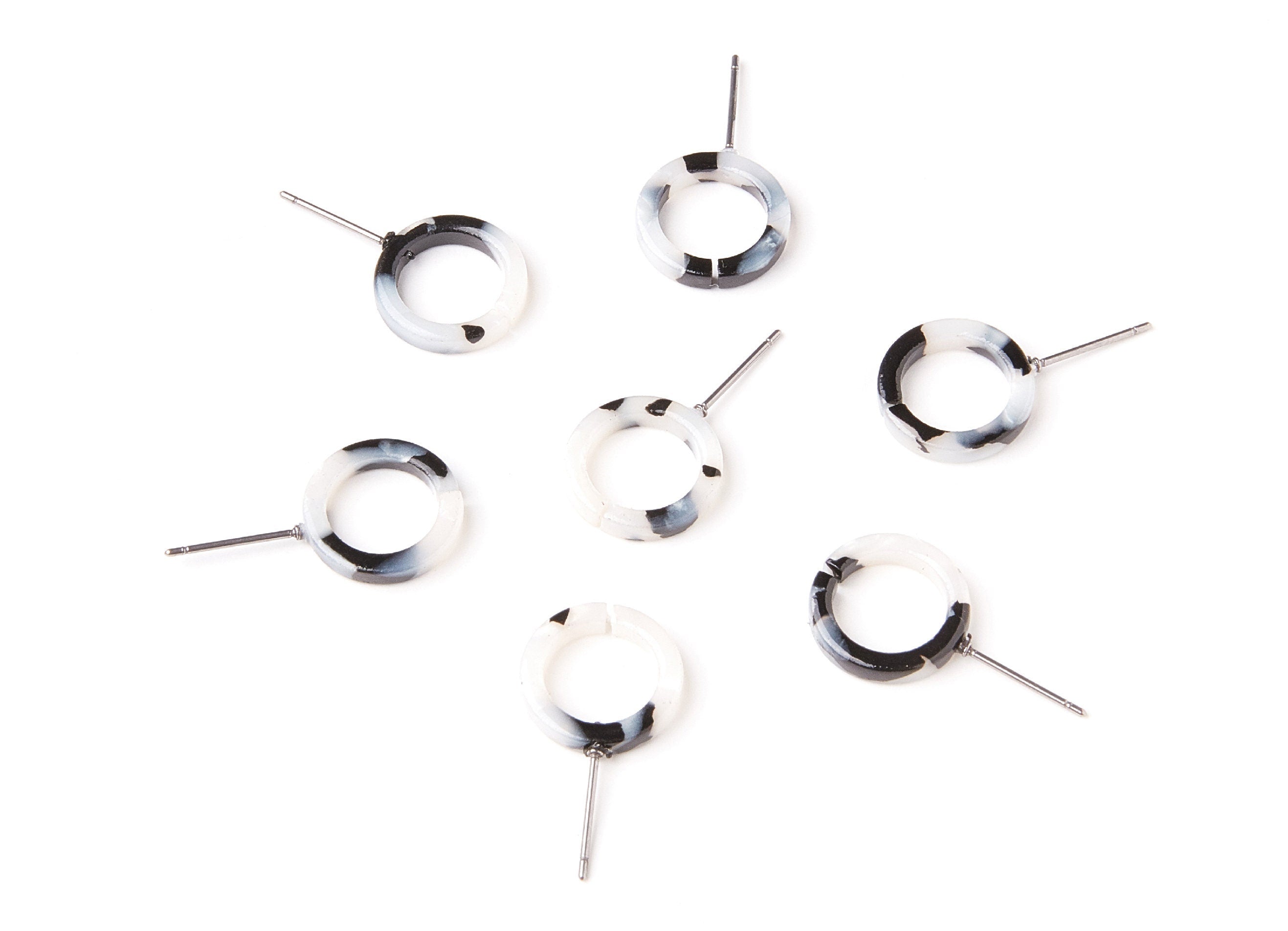 Acetate Circle Earring Stud - Acrylic Circle Earring Post - Earring Post - Jewelry Supplies - Color Code: A15 - 13,53x13,53x2,75mm - AC1224D - DOMEDBAZAAR