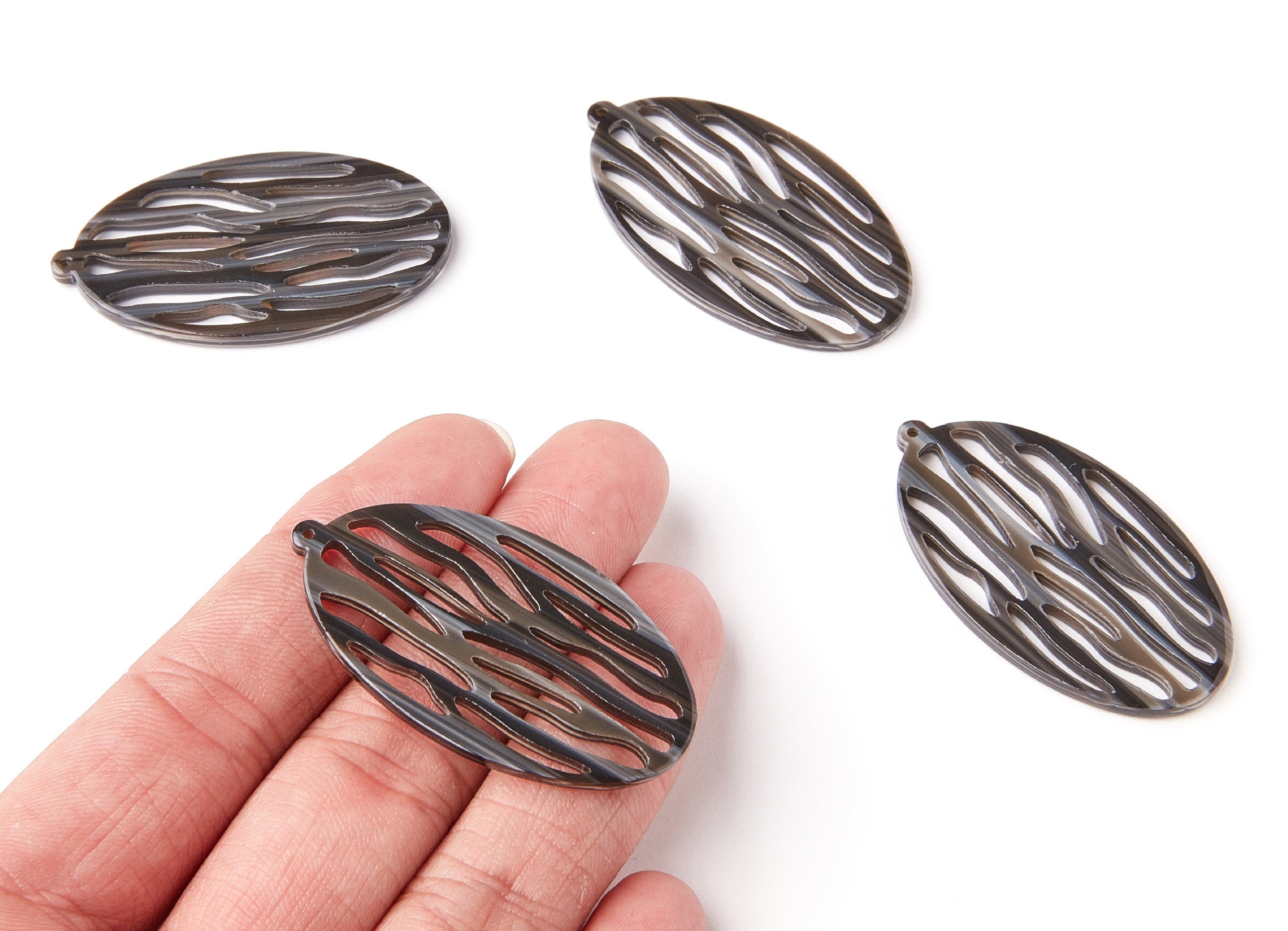 Acetate Oval Earring Charms - Acrylic Oval Pendant - Earring Findings - Jewelry Supplies - Color Code: A122 - 26.62x48.42x2.8mm - AC1238A - DOMEDBAZAAR