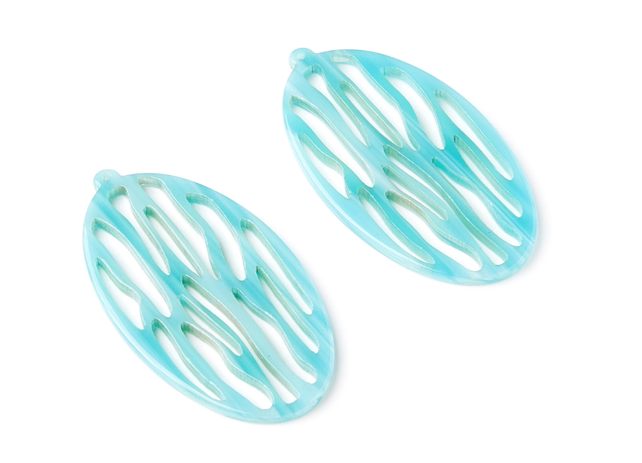 Acetate Oval Earring Charms - Acrylic Oval Pendant - Earring Findings - Jewelry Supplies - Color Code: A126 - 26.62x48.42x2.8mm - AC1238E - DOMEDBAZAAR