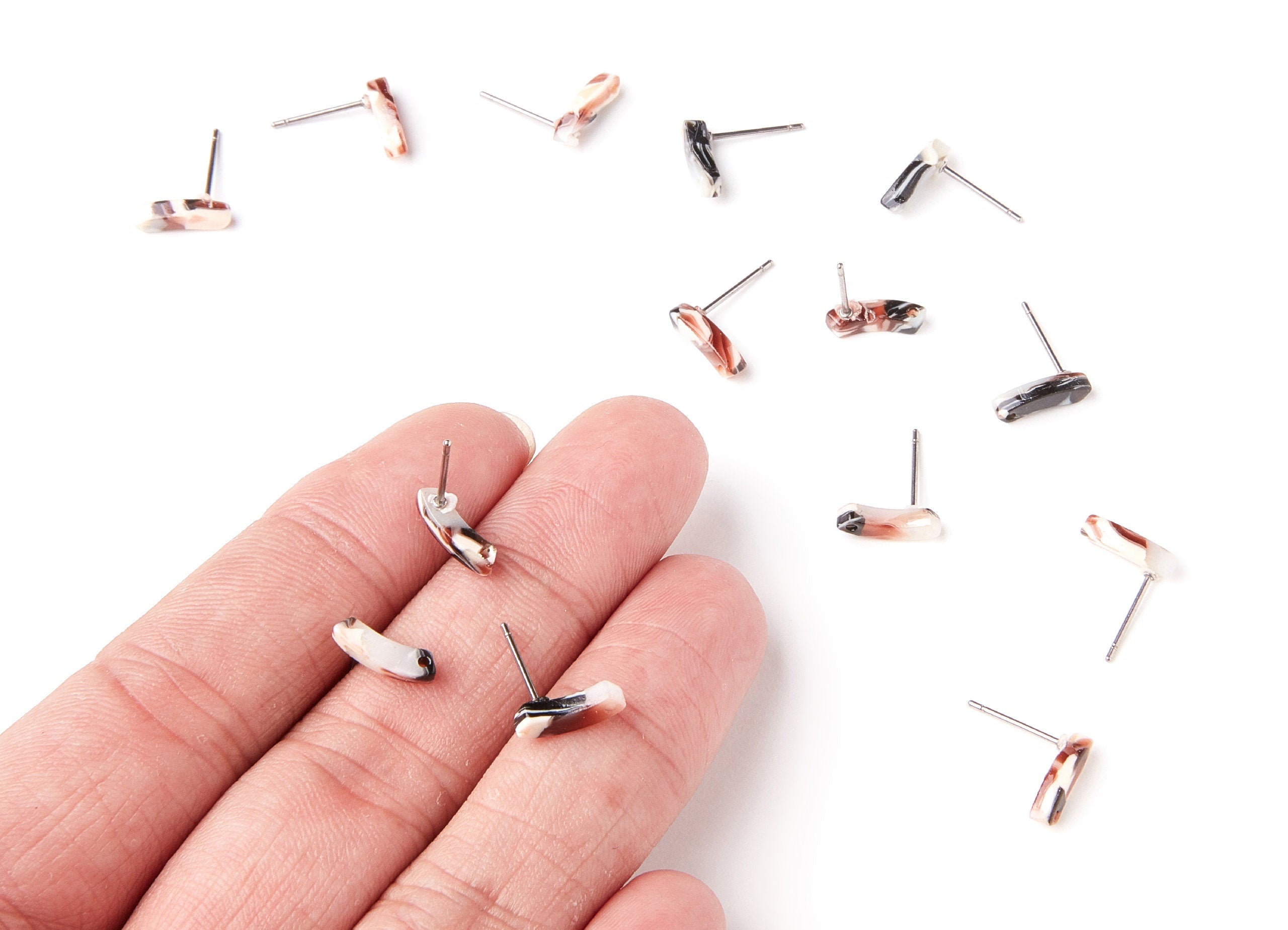 Acetate Stick Earring Stud - Acetate Stick Earring Post - Earring Post - Jewelry Supplies - Color Code: A51 - 11,06x3,77x2,69mm - AC1222C - DOMEDBAZAAR