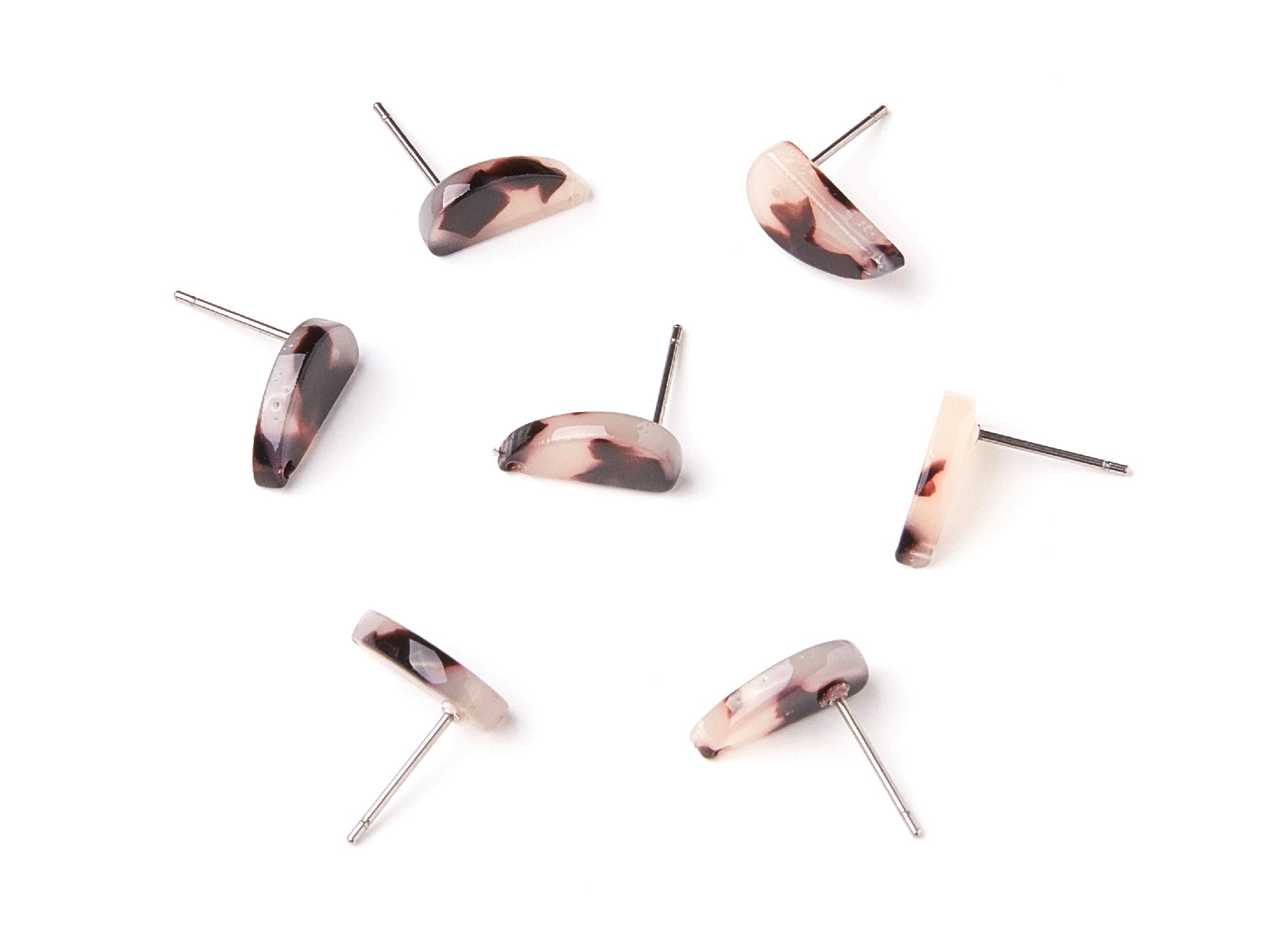 Acetate Acrylic Earring Stud - Post Charm - Blonde Tortoise Shell Earring - Color Code: A07 - 12.64x6.1x2.8mm- AC1228E - DOMEDBAZAAR