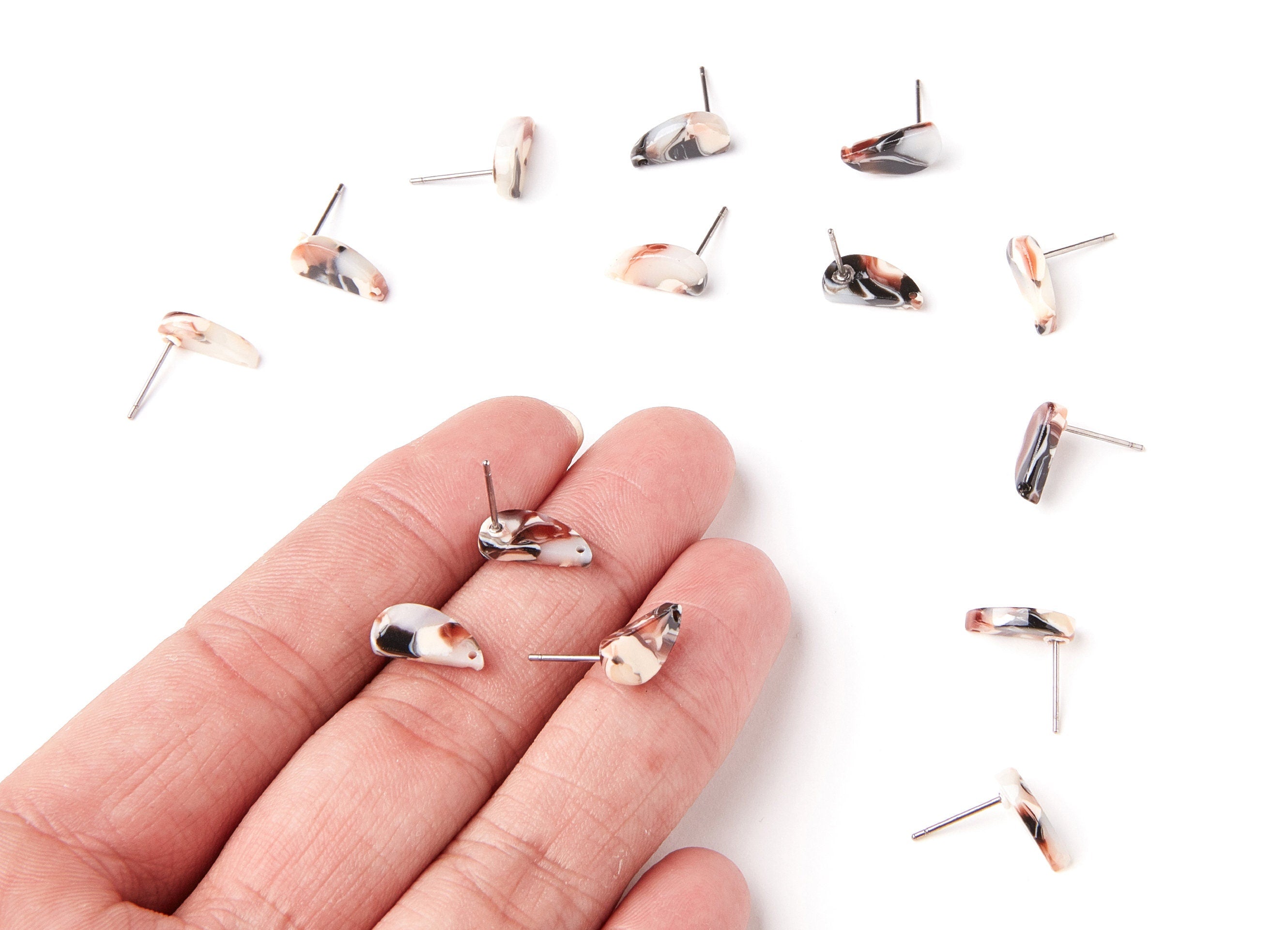 Acetate Half Drop Earring Stud - Half Drop Earring Post - Earring Post - Jewelry Supplies - Color Code: A51 - 12.64x6.1x2.8mm - AC1228H - DOMEDBAZAAR