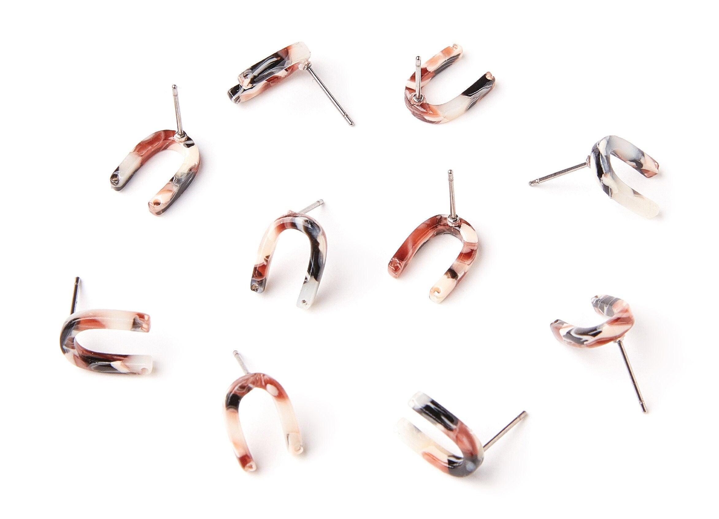 Acetate U Earring Stud - Acrylic U Earring Post - Earring Post - Jewelry Supplies - Color Code: A51 - 12.65x9.55x2.64mm - AC1227C - DOMEDBAZAAR