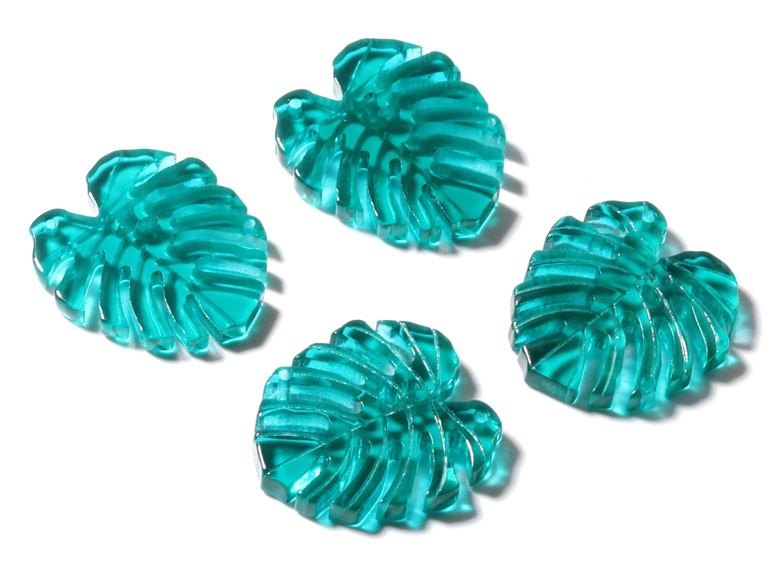 Acrylic Earring Charms - Leaf Shaped Pendant - Earring Findings - Making Jewelery - 21.48x19.5x2.9mm - AC1180 - DOMEDBAZAAR