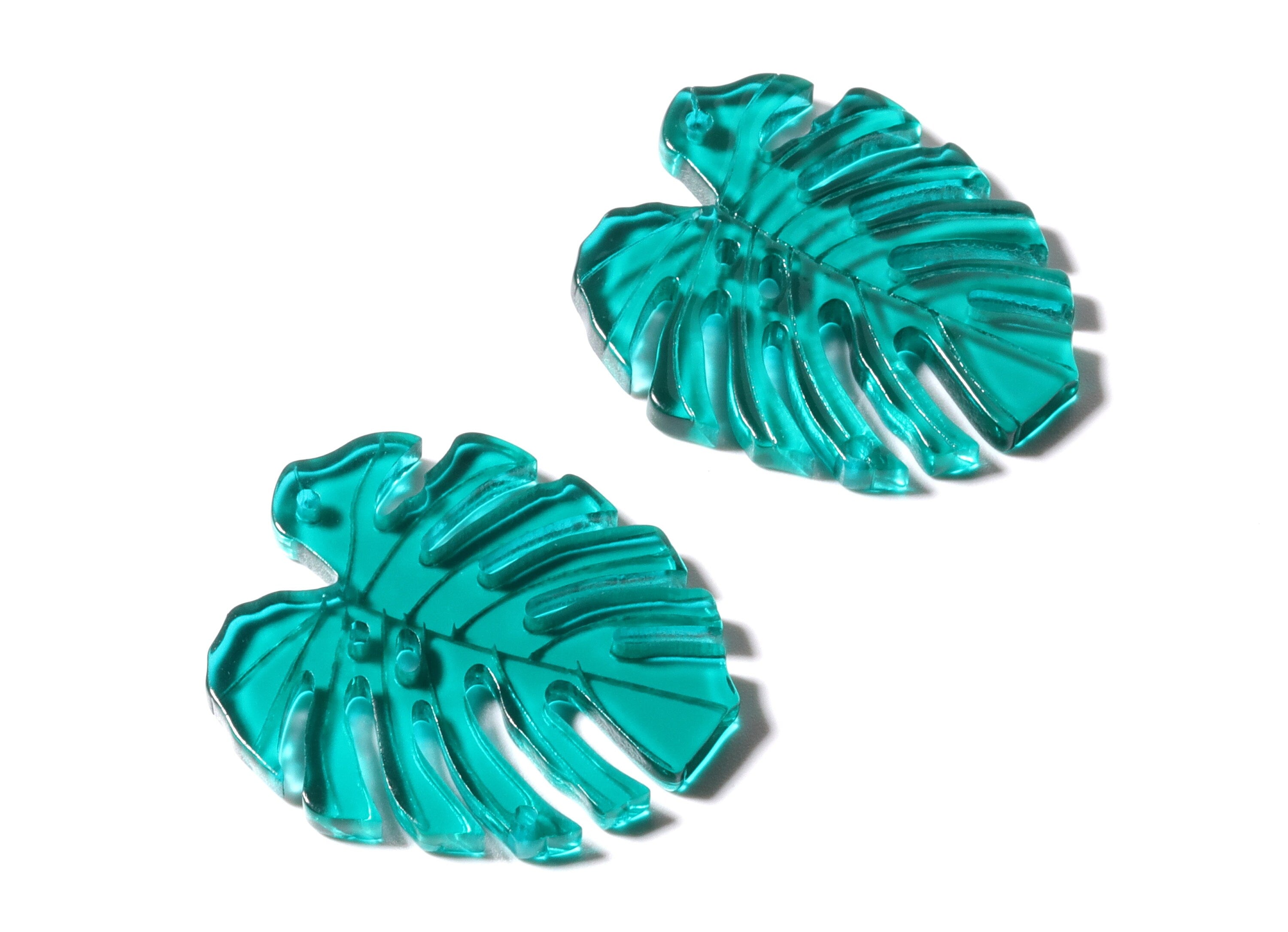 Acrylic Earring Charms - Leaf Shaped Pendant - Earring Findings - Making Jewelery - 33.38x30.54x2.9mm - AC1181 - DOMEDBAZAAR