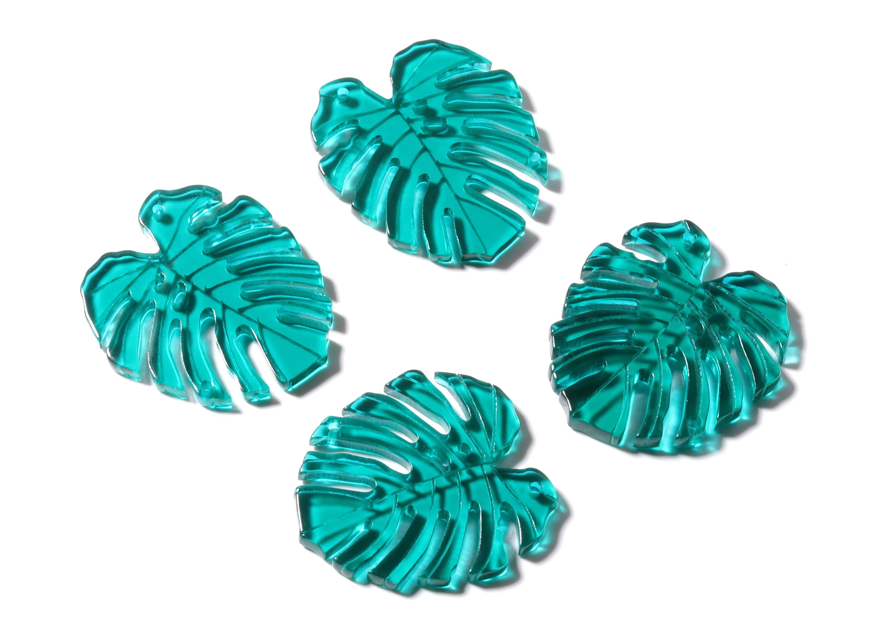 Acrylic Earring Charms - Leaf Shaped Pendant - Earring Findings - Making Jewelery - 33.38x30.54x2.9mm - AC1181 - DOMEDBAZAAR