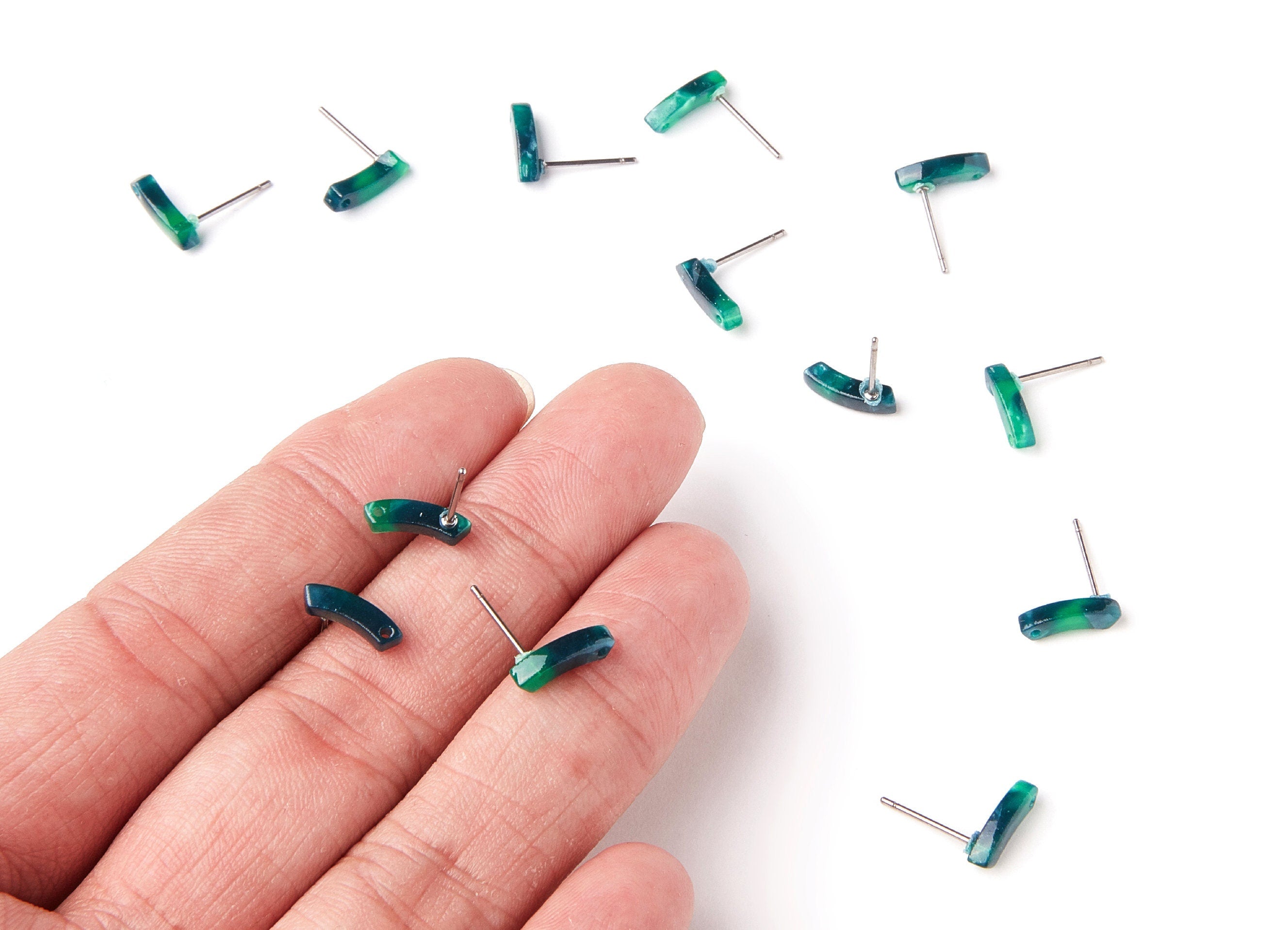 Acetate Geometry Earring Stud - Geometry Earring Post - Earring Post - Jewelry Supplies - Color Code: A13 - 11,06x3,77x2,7mm - AC1222H - DOMEDBAZAAR