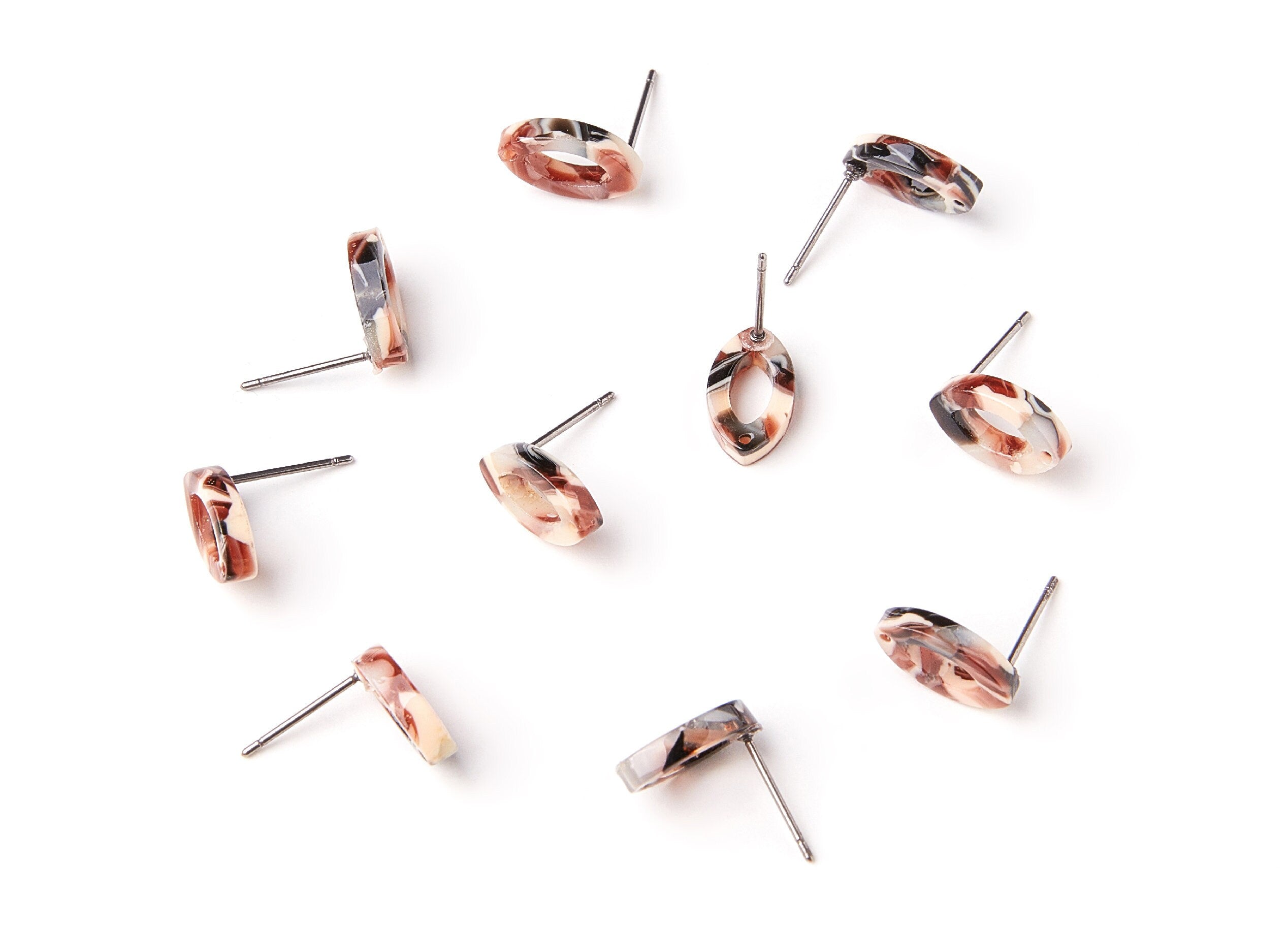 Acetate Oval Earring Stud - Acrylic Oval Earring Post - Earring Post - Jewelry Supplies - Color Code: A51 - 12,45x7,45x2,75mm- AC1223A - DOMEDBAZAAR