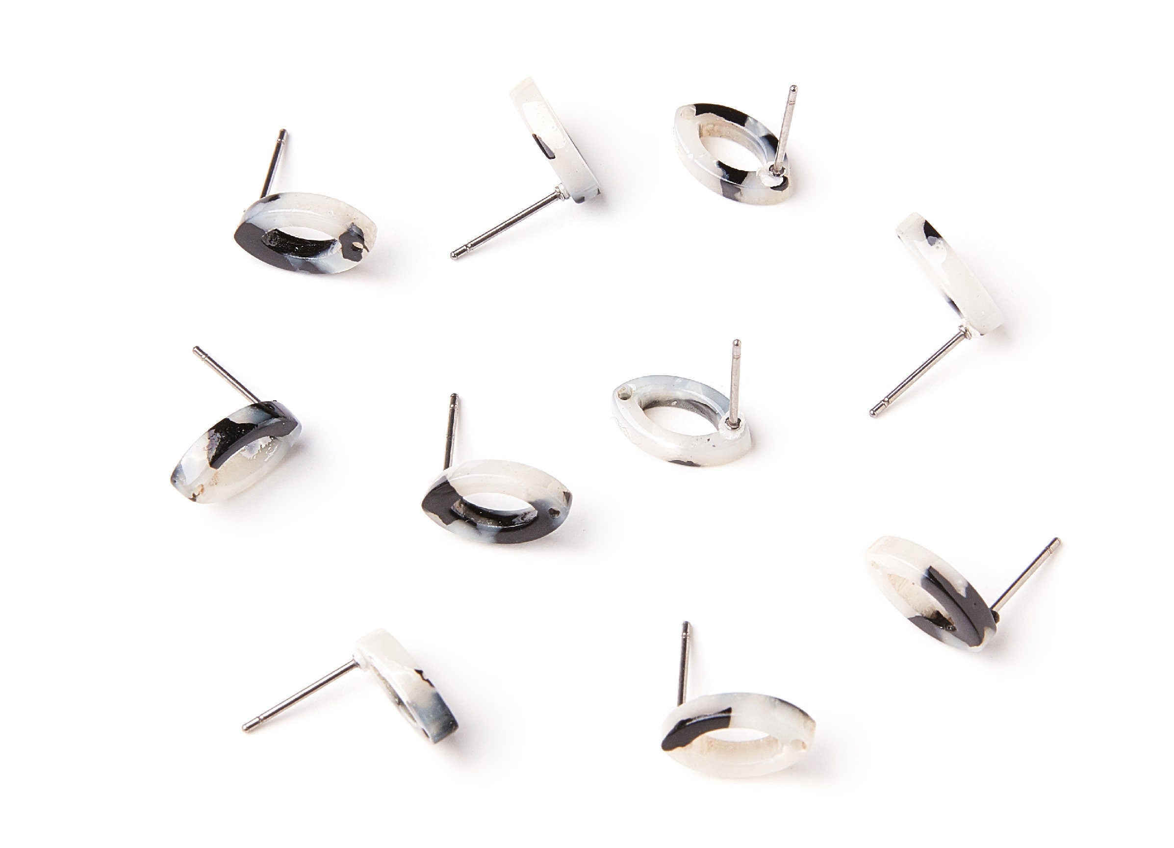 Acetate Oval Earring Stud - Acrylic Oval Earring Post - Earring Post - Jewelry Supplies - Color Code: A15 - 12,45x7,45x2,75mm- AC1223E - DOMEDBAZAAR