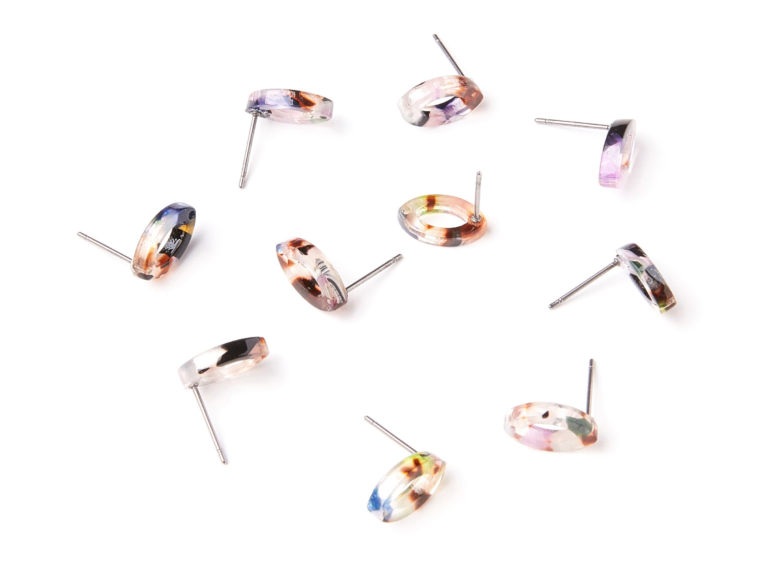 Acetate Oval Earring Stud - Acrylic Oval Earring Post - Earring Post - Jewelry Supplies - Color Code: A11 - 12,45x7,45x2,75mm- AC1223H - DOMEDBAZAAR
