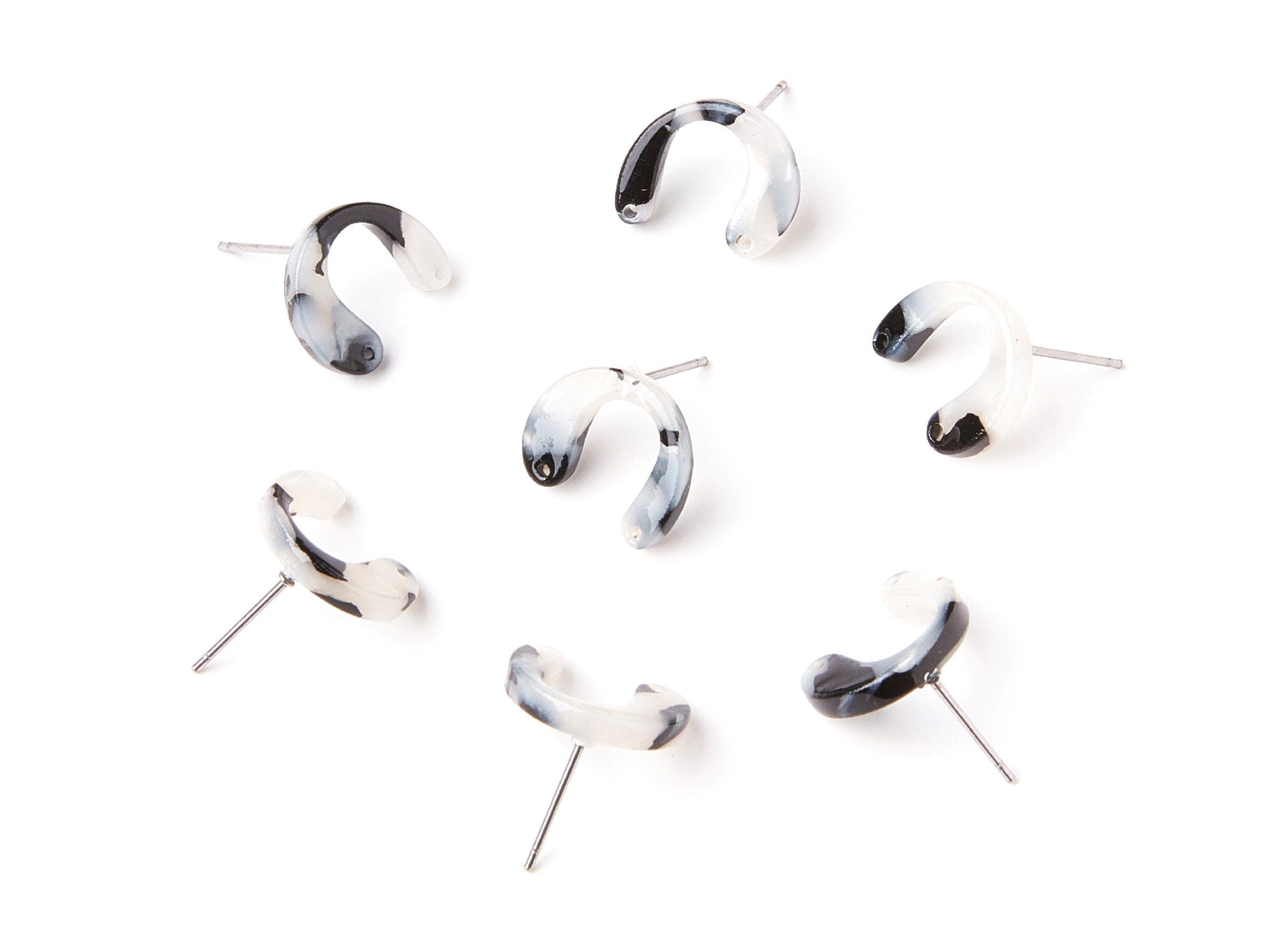 Acetate Acrylic Earring Stud with 2 Holes - Post Charms - U Shaped Earrings - Color Code: A15 - 14,6x11,95x2,75mm - AC1225C - DOMEDBAZAAR