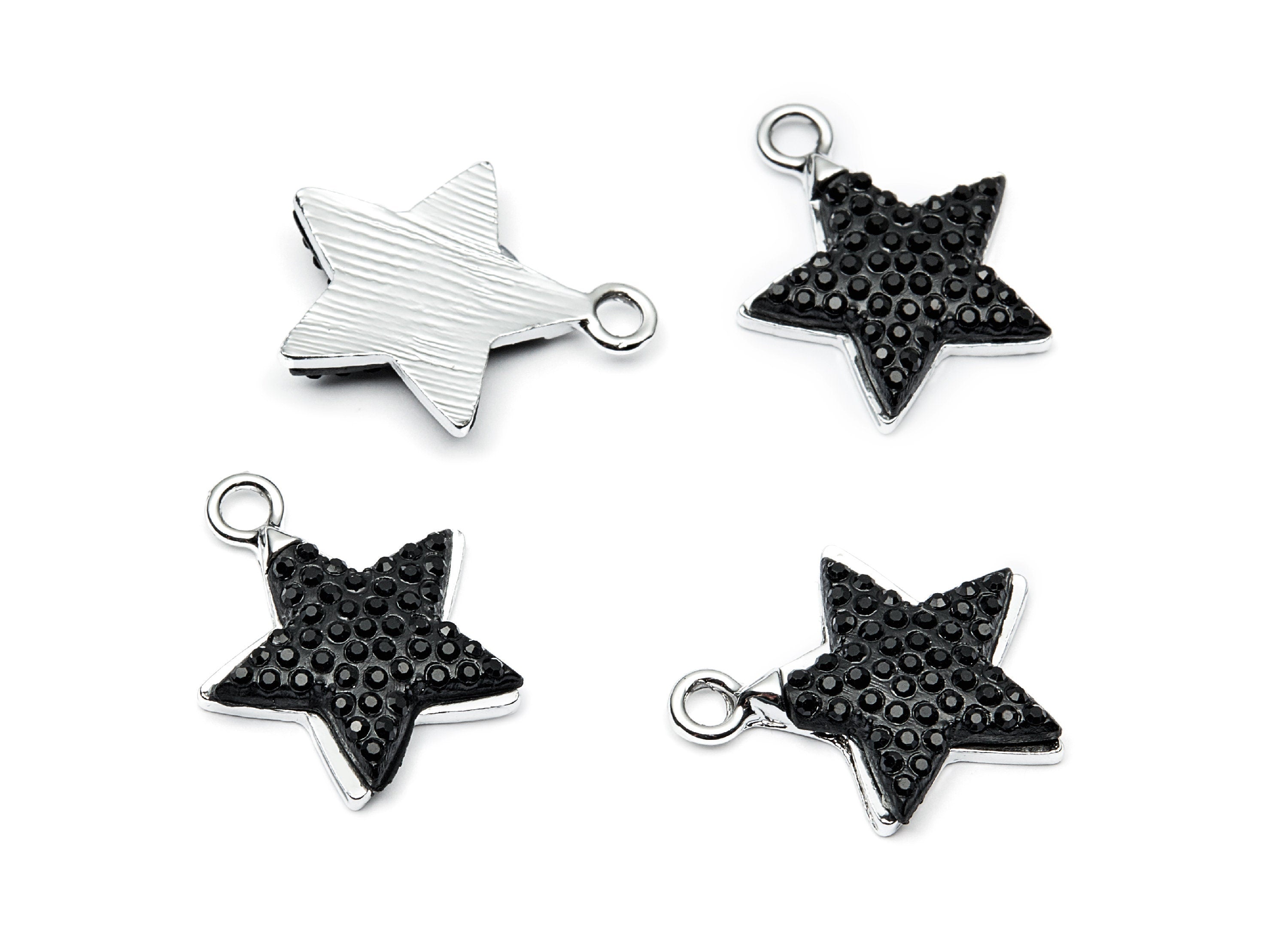 Star Shaped Charms- Zinc Alloy Earring Findings - Silver Tone Connector - Alloy Pendant for Necklace - 21.76x18.7x2.78mm - ZZ1203 - DOMEDBAZAAR
