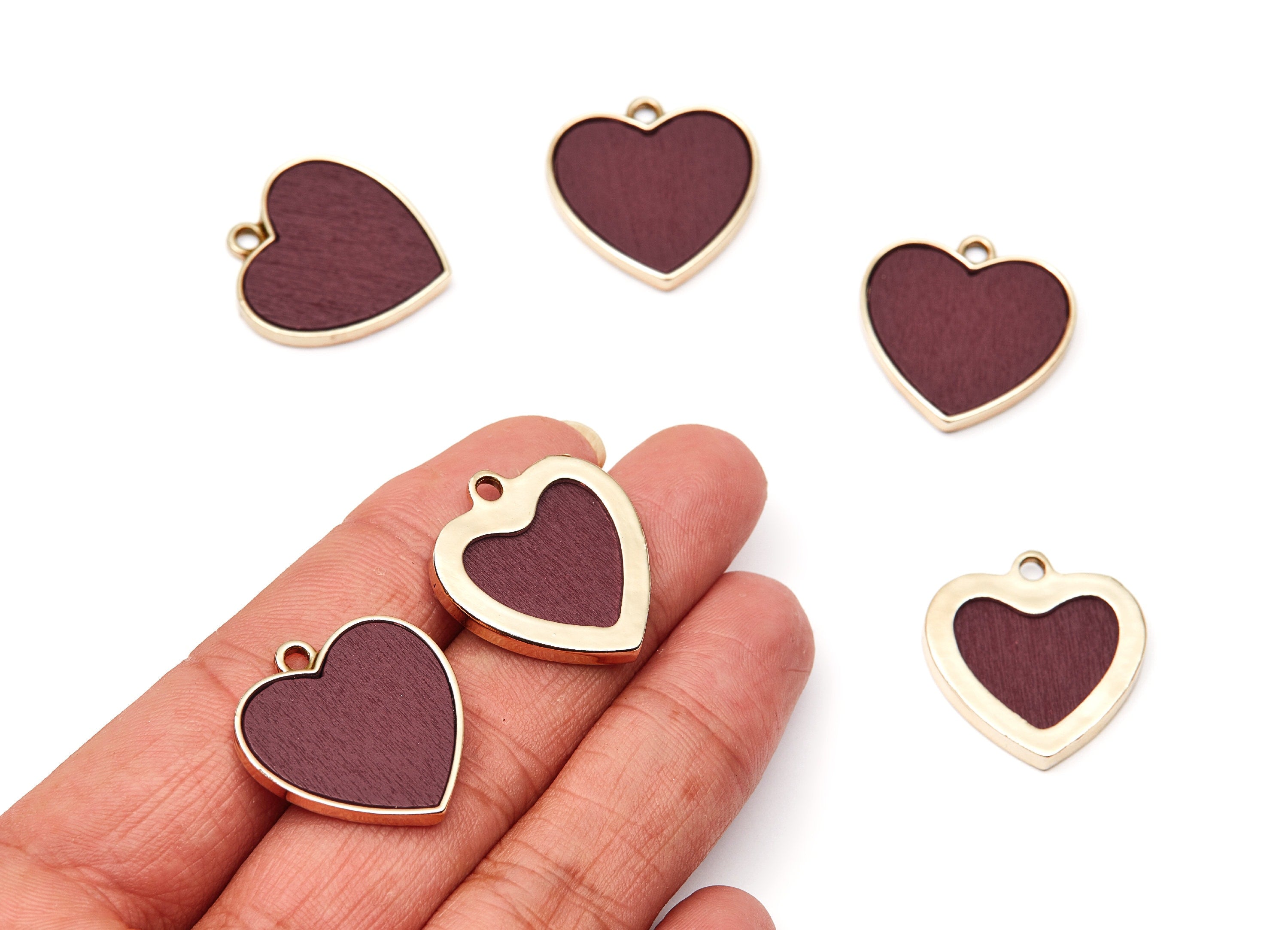Heart Shaped Charms- Zinc Alloy Earring Findings - Gold Tone Connector - Alloy Pendant for Necklace - 25,6x24,1x2,78mm - ZZ1234B - DOMEDBAZAAR