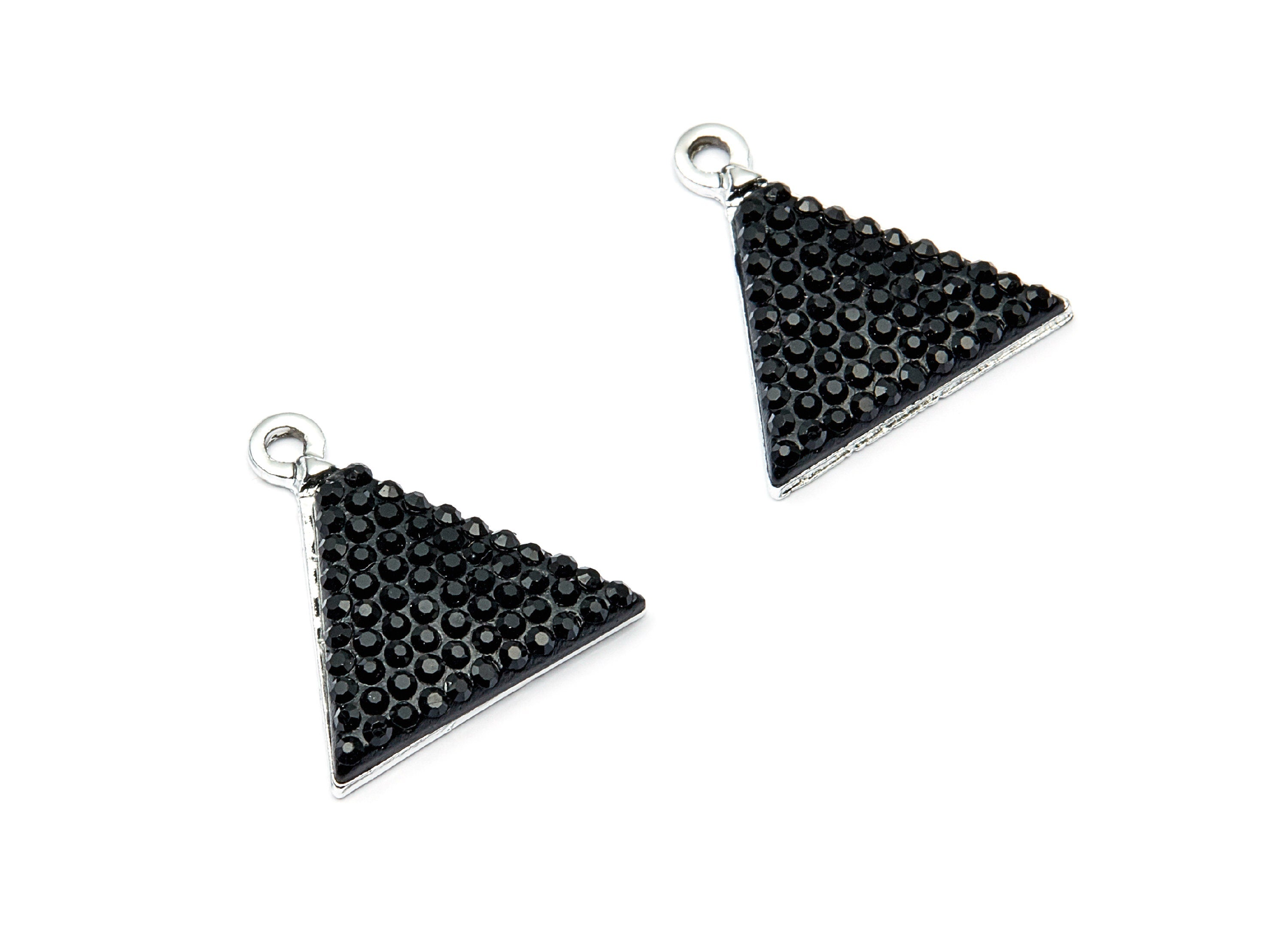 Triangle Shaped Charms- Zinc Alloy Earring Findings - Silver Tone Connector - Alloy Pendant for Necklace - 20,29x19,39x2,86mm - ZZ1208 - DOMEDBAZAAR