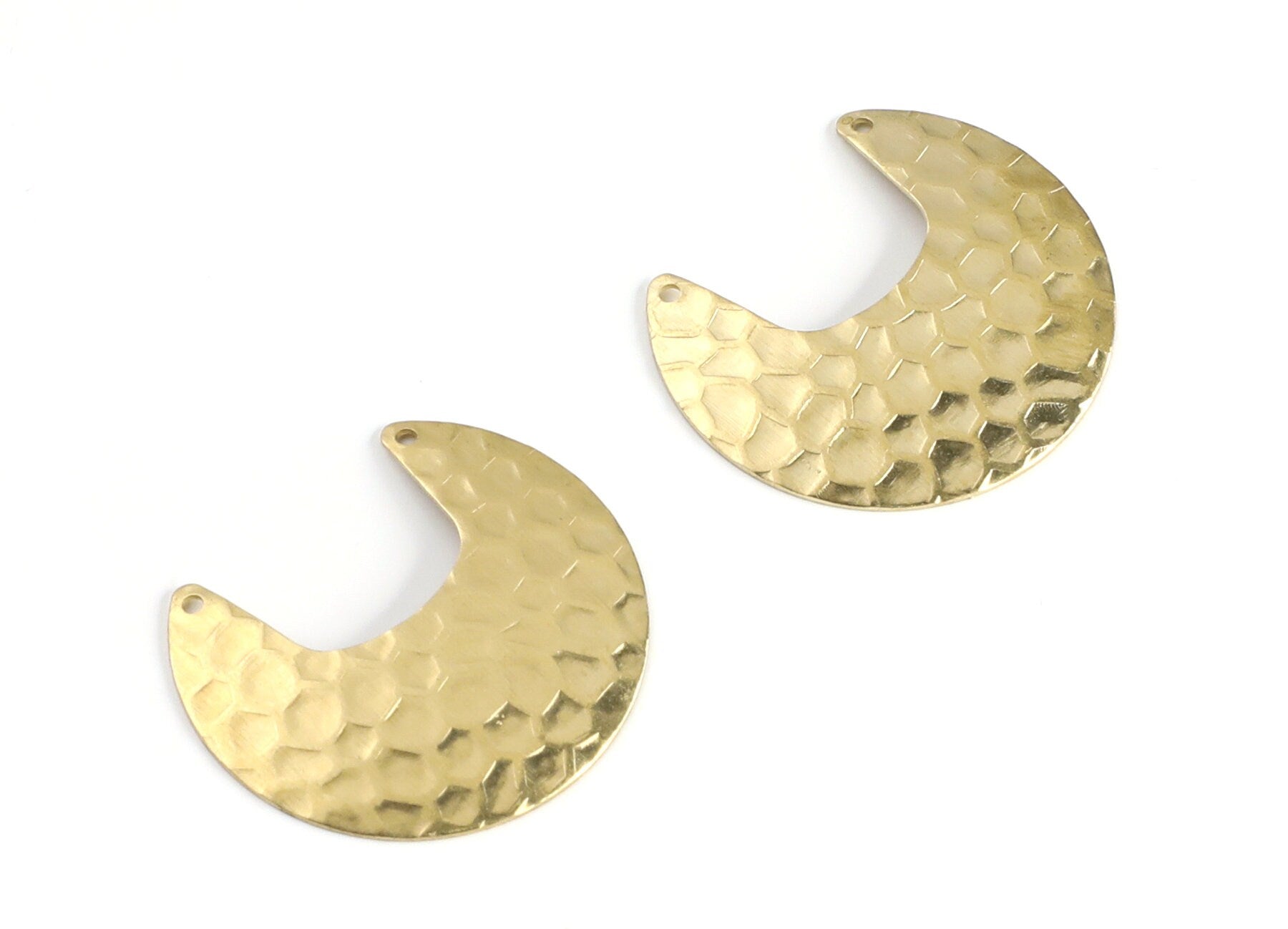 Moon Shaped Brass Charms - Crescent Shaped Raw Brass Charms with 2 Hole - Jewelry Supplies - 33.35x29.63x0.68mm - PP1419 - DOMEDBAZAAR