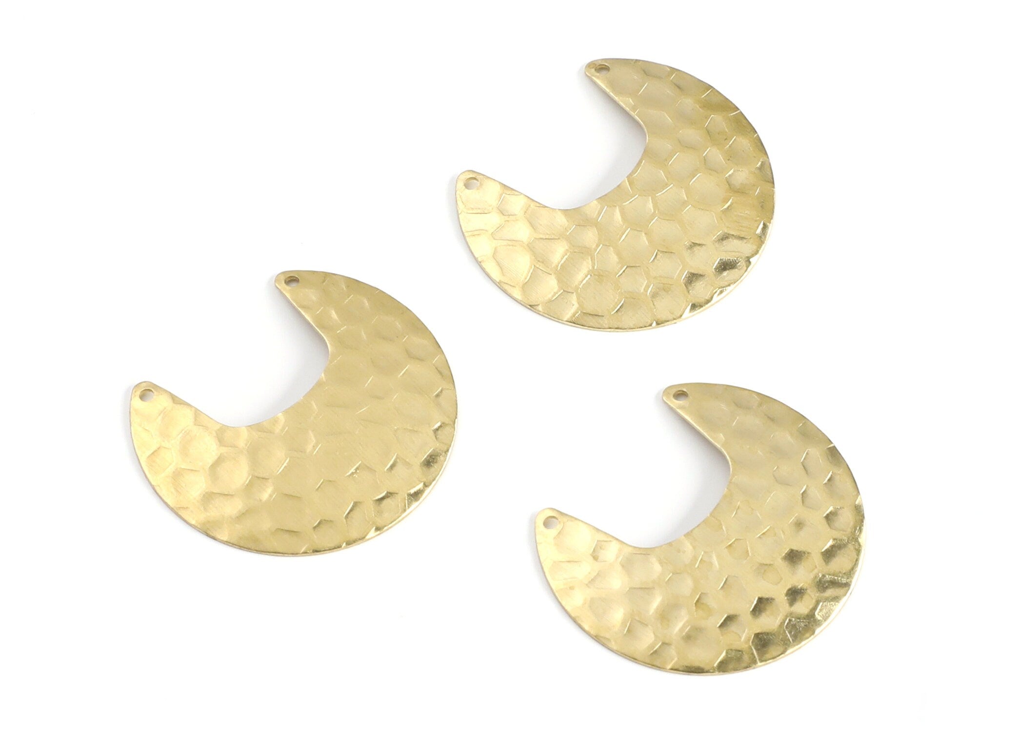 Moon Shaped Brass Charms - Crescent Shaped Raw Brass Charms with 2 Hole - Jewelry Supplies - 33.35x29.63x0.68mm - PP1419 - DOMEDBAZAAR