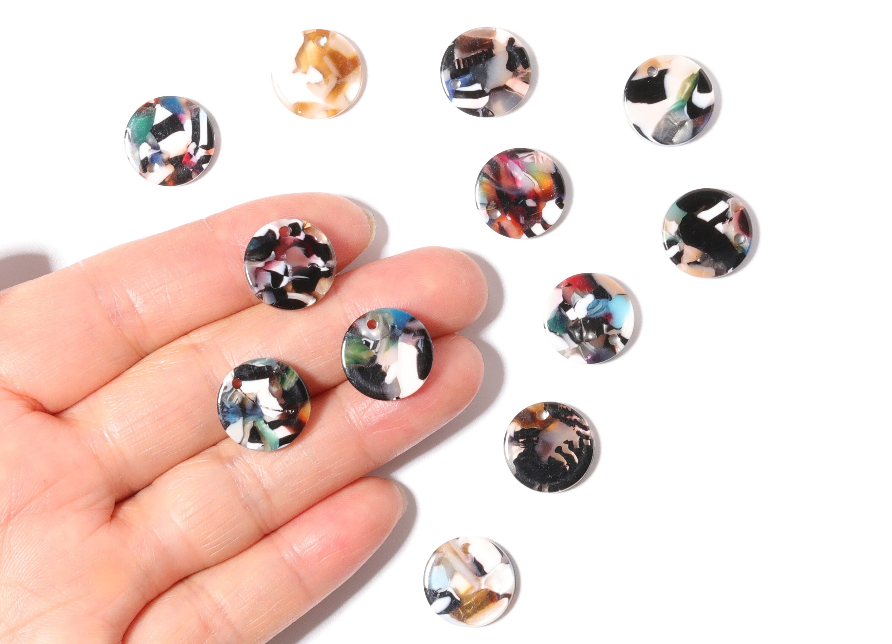 Acetate Coin & Round Charms - Coin and Round Earrings and Pendant - Earring Findings - Color Code: A60 - 14.5x2.5mm - AC1064Z - DOMEDBAZAAR
