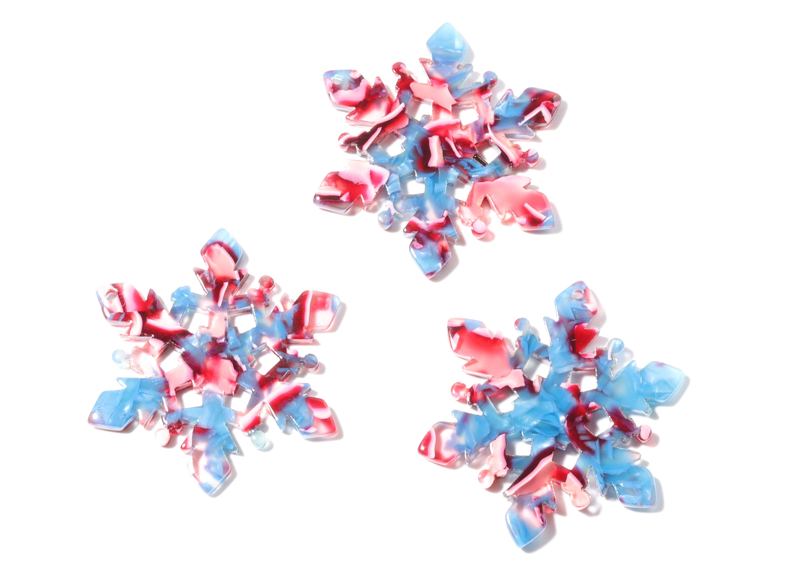 Acetate Snowflake Earring Charms - Snowflake Pendant - Earring Findings - Jewelry Supplies - Color Code: A24 - 40.55x35x2.6mm - AC1198B - DOMEDBAZAAR