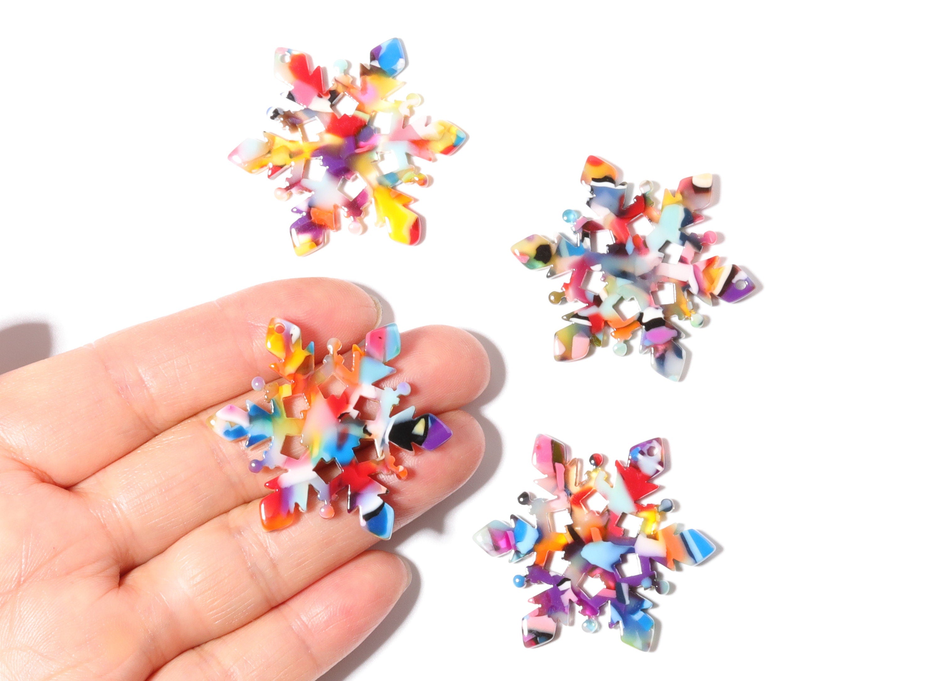 Acetate Snowflake Earring Charms - Snowflake Pendant - Earring Findings - Jewelry Supplies - Color Code: A21 - 40.55x35x2.6mm - AC1198C - DOMEDBAZAAR