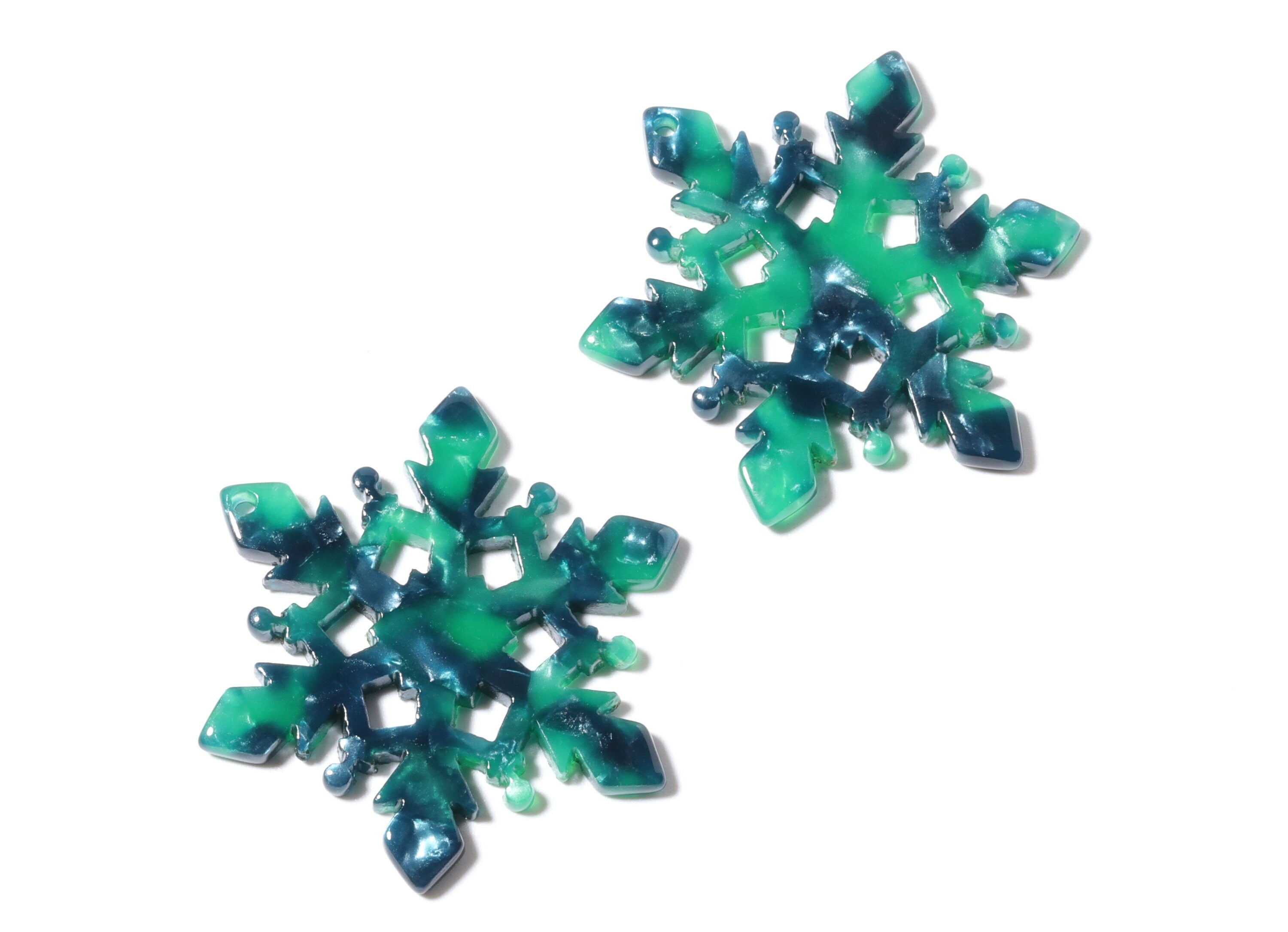 Acetate Snowflake Earring Charms - Snowflake Pendant - Earring Findings - Jewelry Supplies - Color Code: A13 - 40.55x35x2.6mm - AC1198D - DOMEDBAZAAR