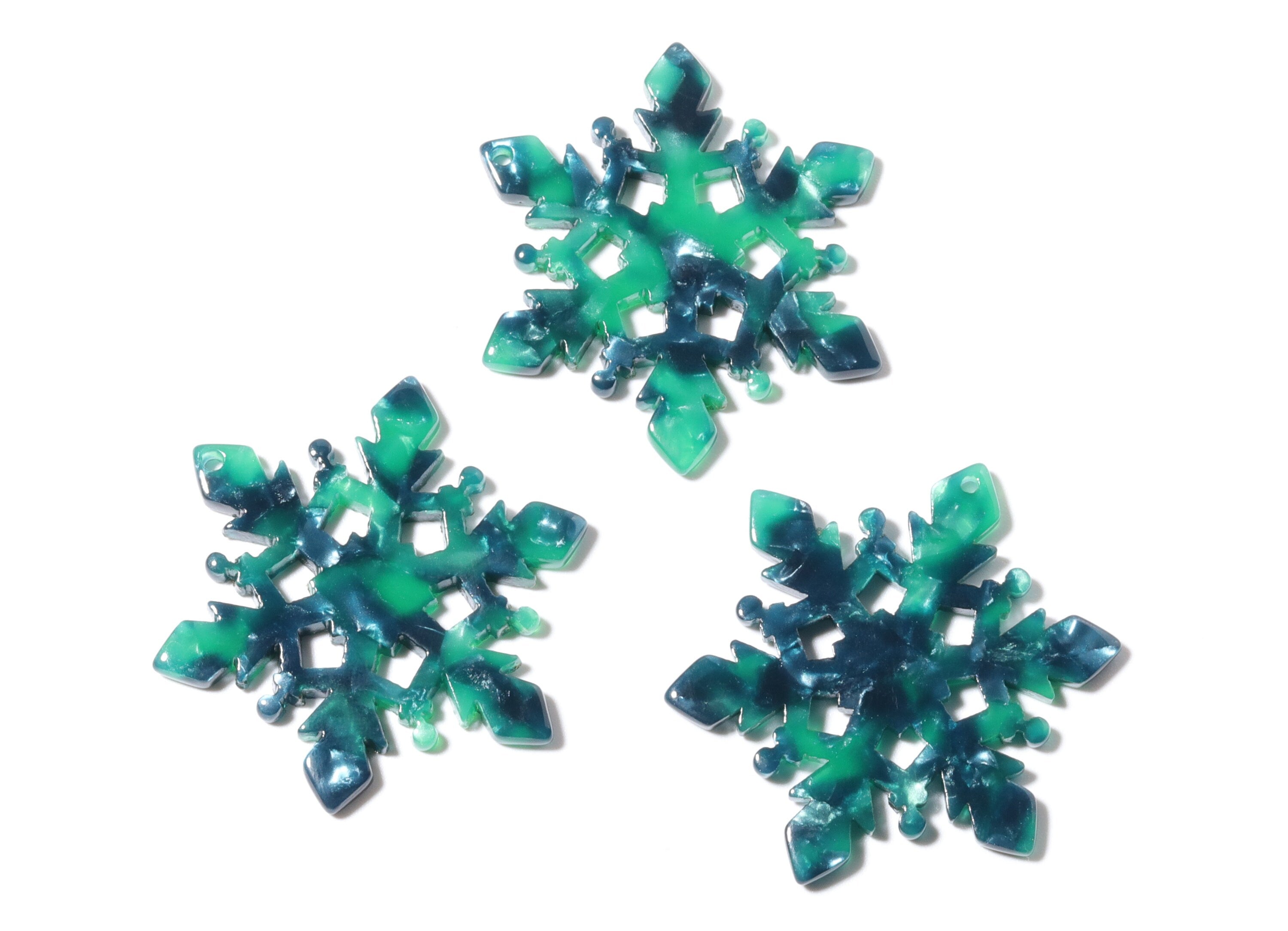 Acetate Snowflake Earring Charms - Snowflake Pendant - Earring Findings - Jewelry Supplies - Color Code: A13 - 40.55x35x2.6mm - AC1198D - DOMEDBAZAAR