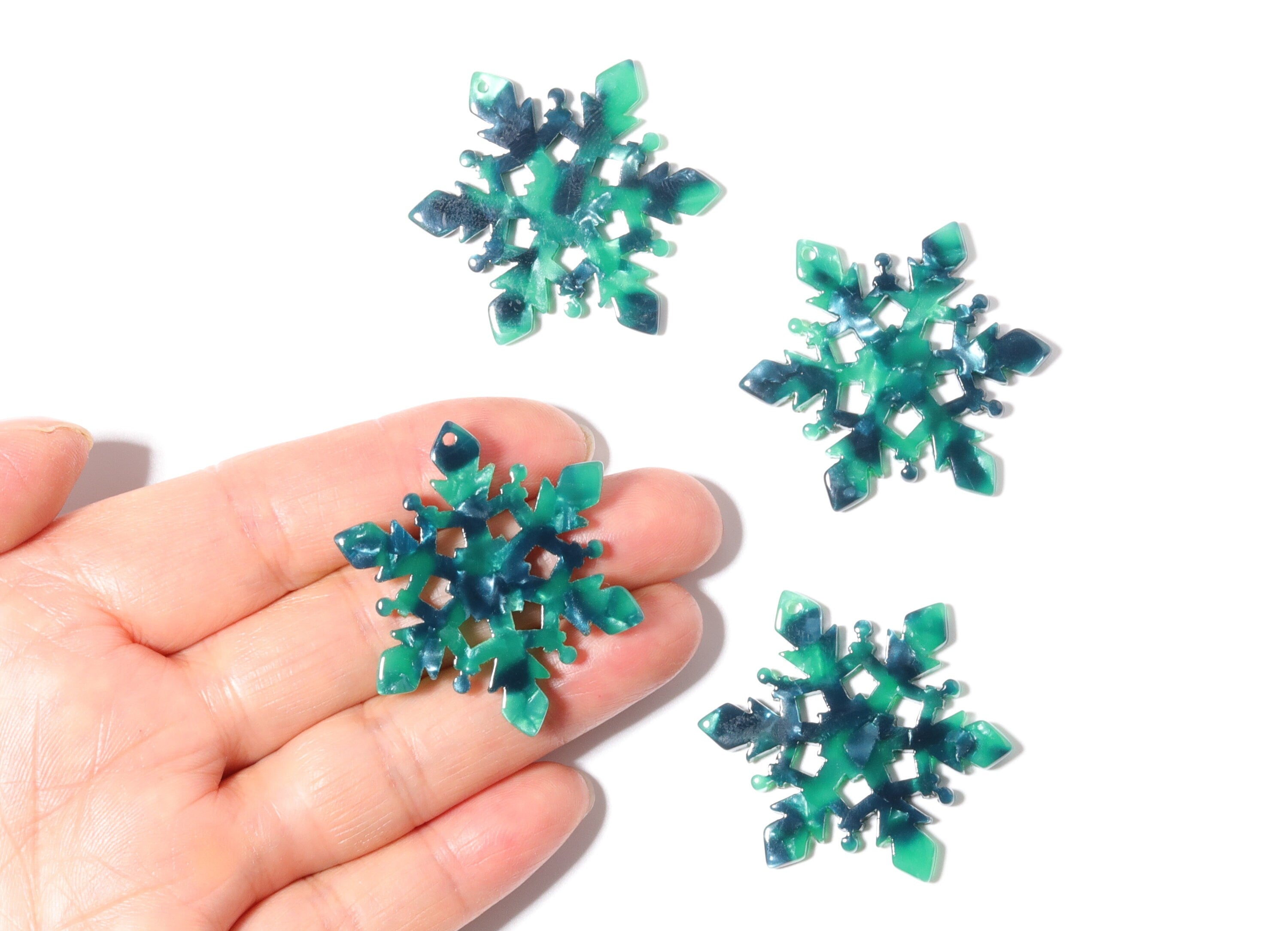 Acetate Snowflake Earring Charms - Snowflake Pendant - Earring Findings - Jewelry Supplies - Color Code: A13 - 40.55x35x2.6mm - AC1198D - DOMEDBAZAAR
