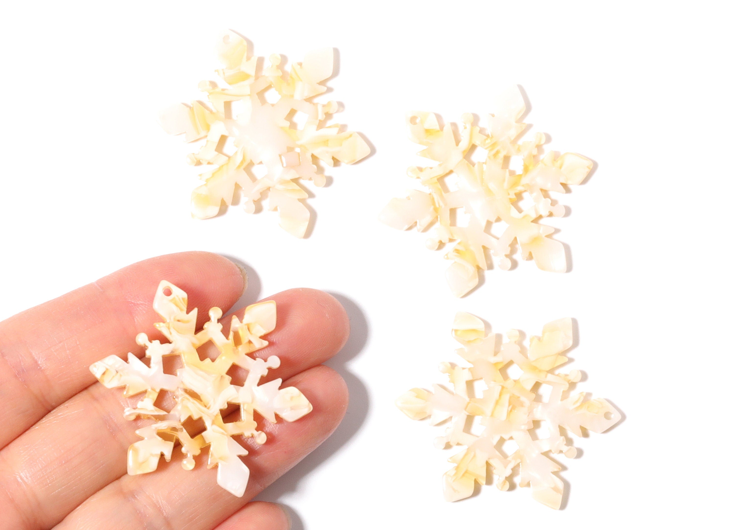 Acetate Snowflake Earring Charm - Snowflake Shaped Pendant - Earring Finding - Jewelry Supplies - 40.55x35x2.6mm - AC1198E - DOMEDBAZAAR