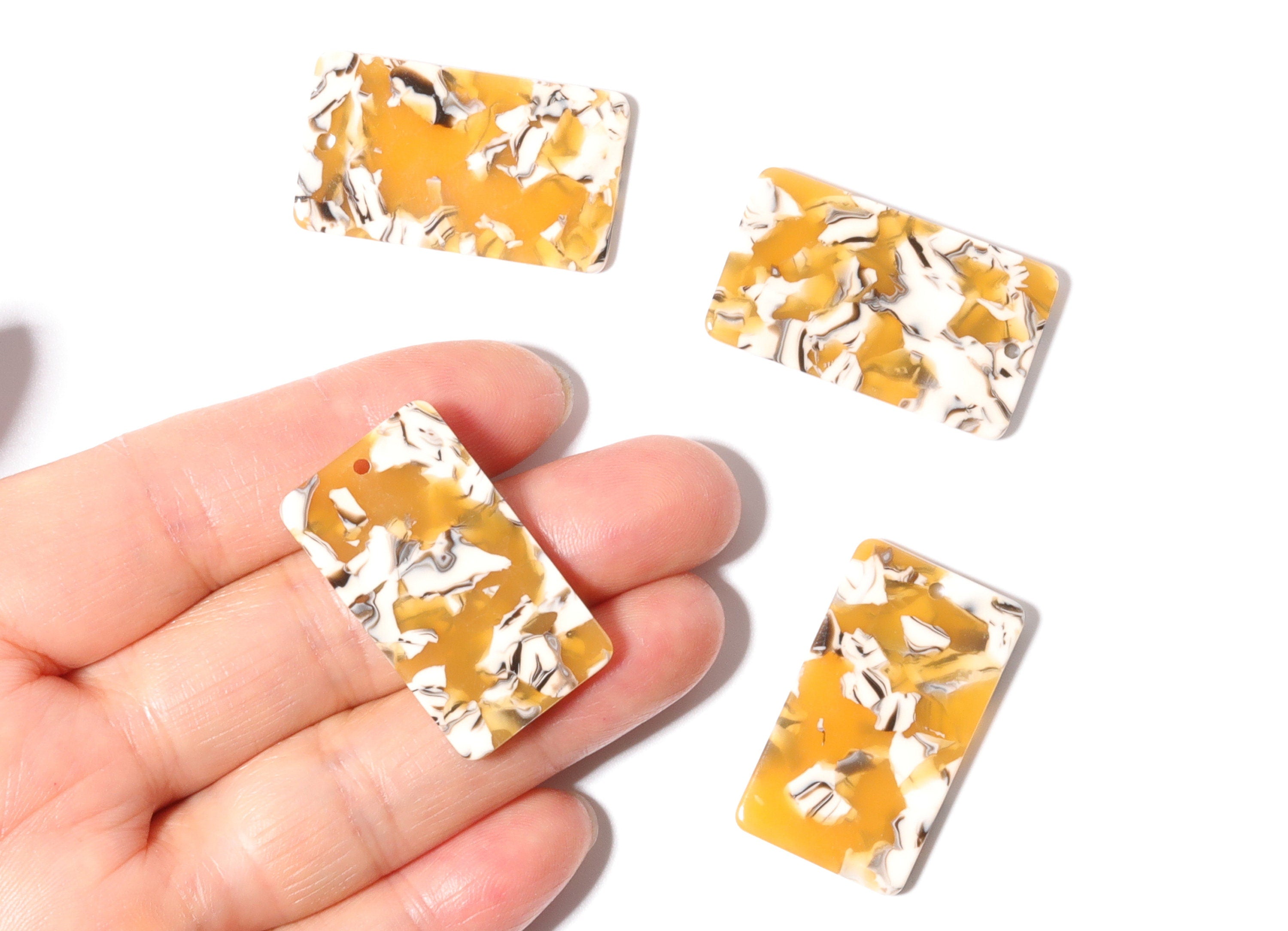 Acetate Rectangle Earring Charms - Rectangle Pendant - Earring Findings - Jewelry Supplies - Color Code: A14 - 33.73x19.46x2.65mm- AC1217D - DOMEDBAZAAR