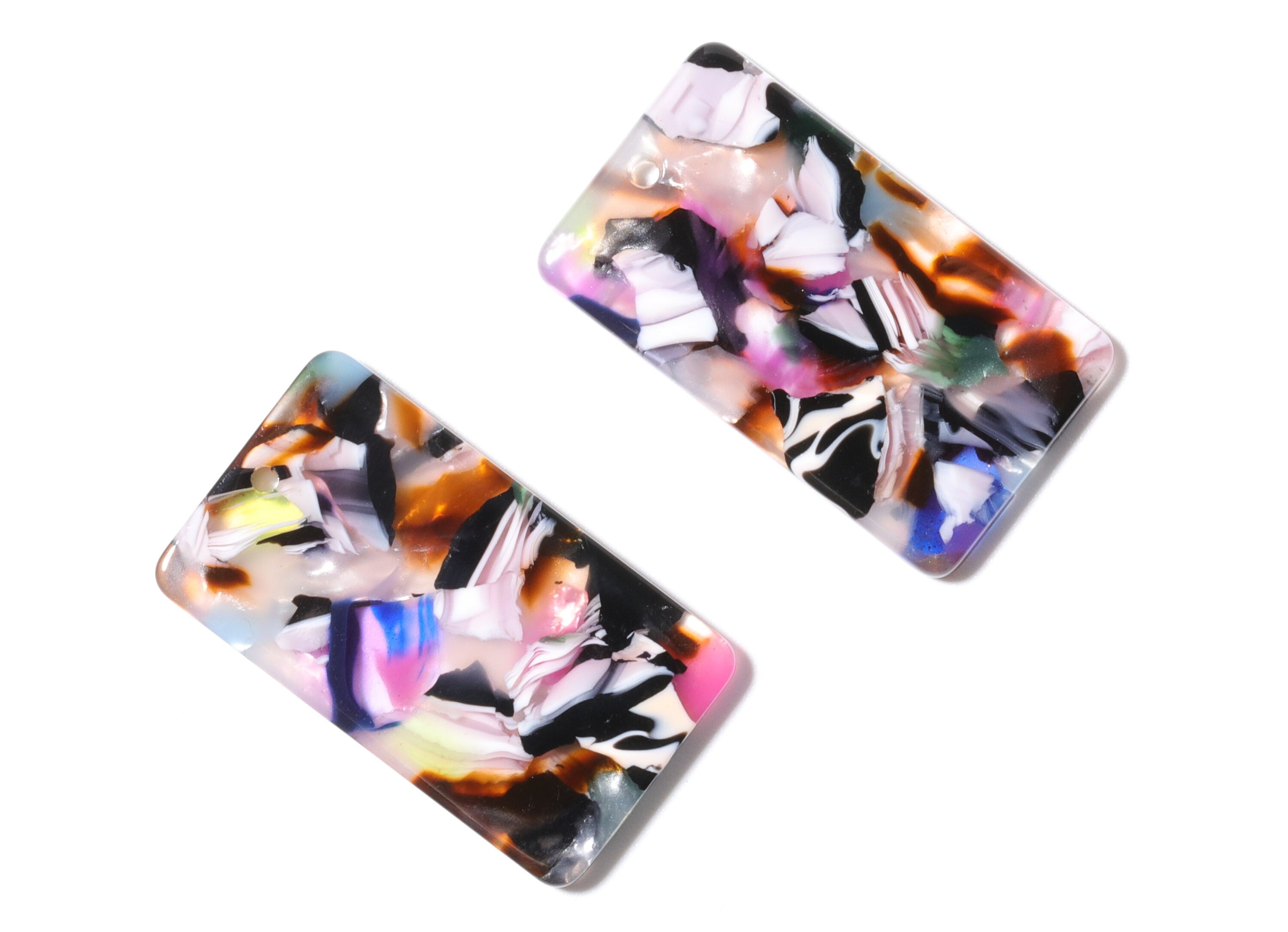 Acetate Rectangle Earring Charms - Rectangle Pendant - Earring Findings - Jewelry Supplies - Color Code: A11 - 33.73x19.46x2.65mm- AC1217E - DOMEDBAZAAR