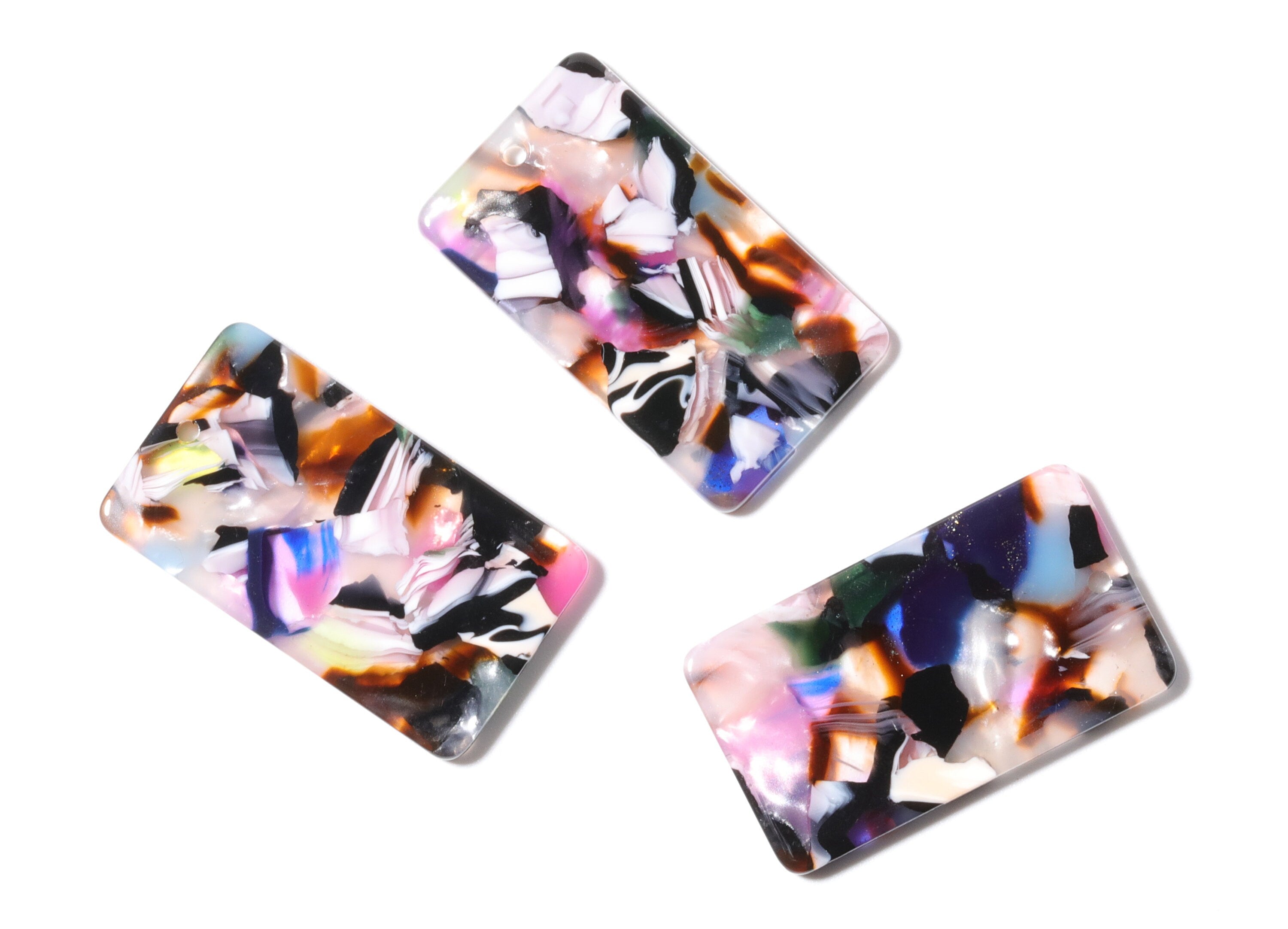 Acetate Rectangle Earring Charms - Rectangle Pendant - Earring Findings - Jewelry Supplies - Color Code: A11 - 33.73x19.46x2.65mm- AC1217E - DOMEDBAZAAR