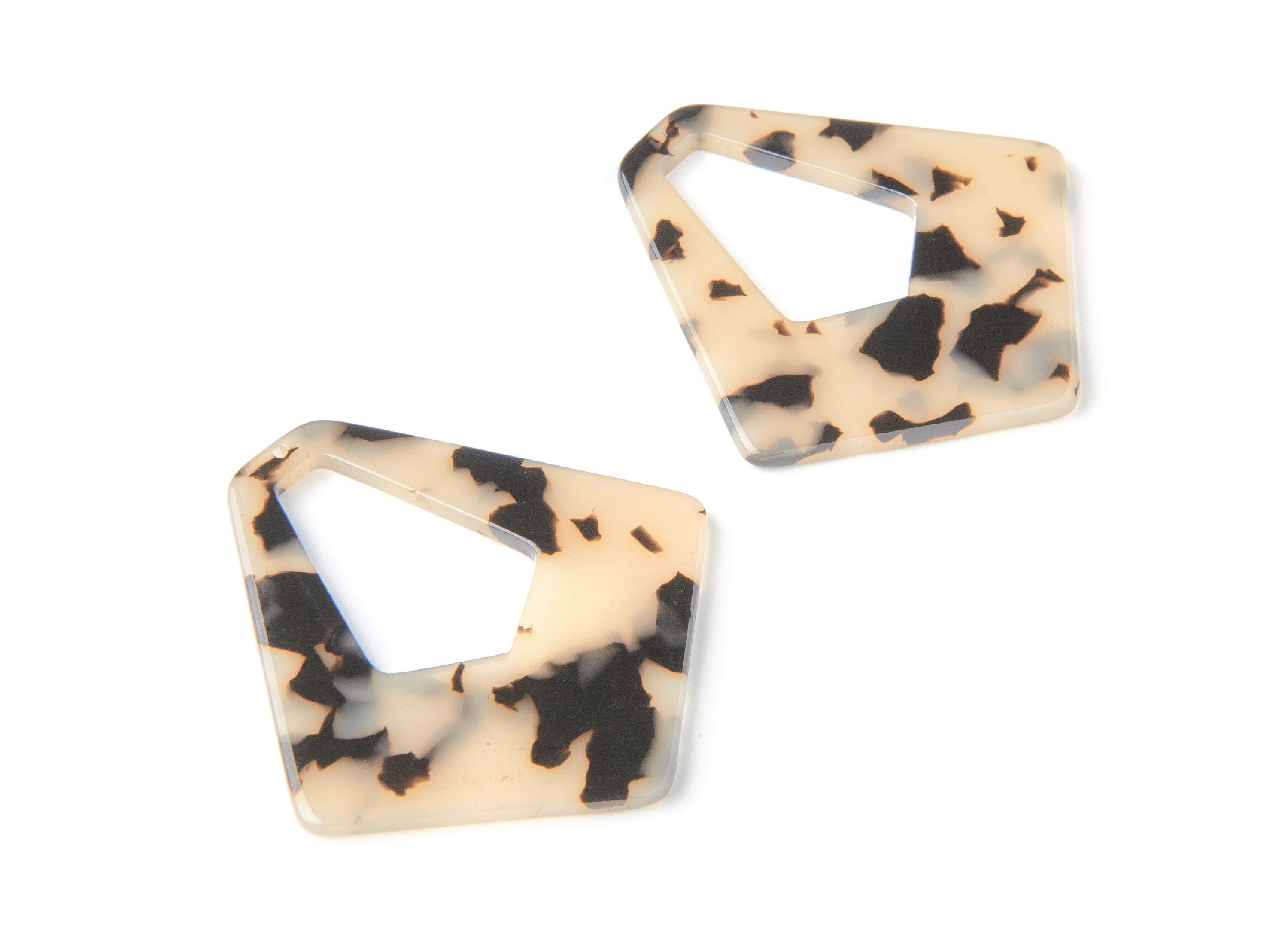 Acrylic Earring Charms - Blonde Tortoise Shell Earrings - Big Diamond Shaped - Color Code: A08 - 49.5x45.9x2.56mm - AC1197D - DOMEDBAZAAR